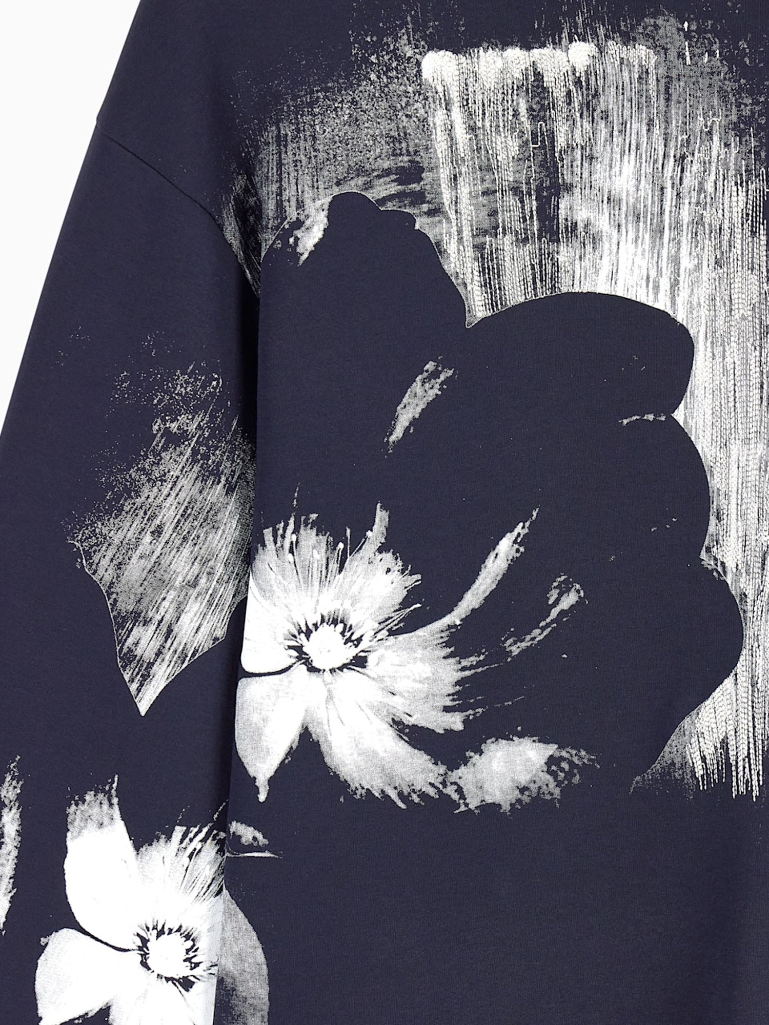 Armani Exchange Felpa girocollo in cotone stretch con stampa floreale Blu