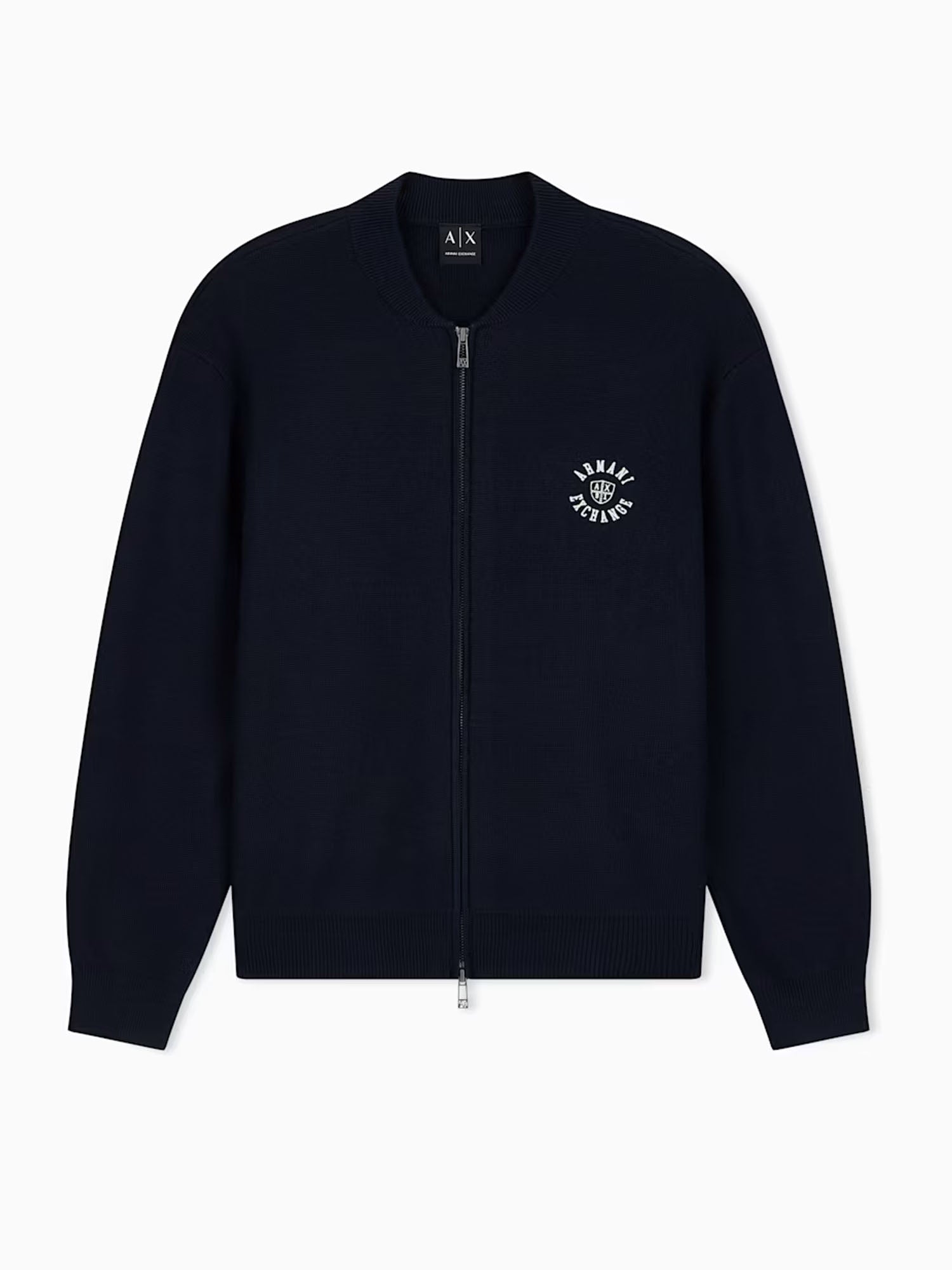 Armani Exchange Cardigan Crossover regular misto lana e cotone con zip Blu