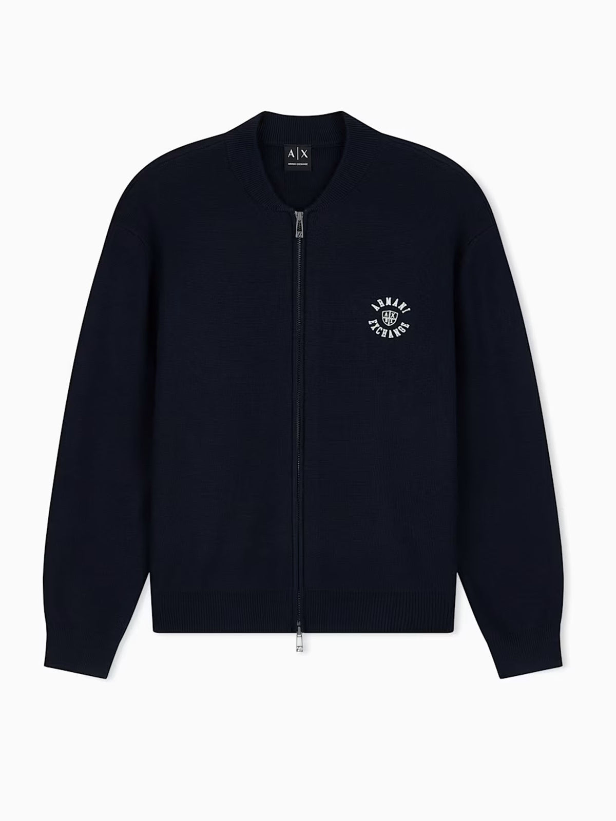 Armani Exchange Cardigan Crossover regular misto lana e cotone con zip Blu