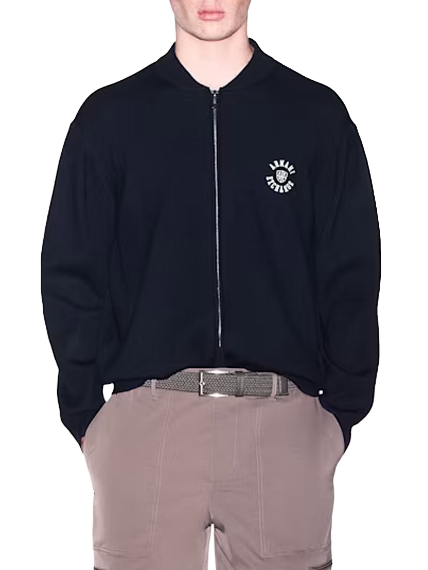 Armani Exchange Cardigan Crossover regular misto lana e cotone con zip Blu