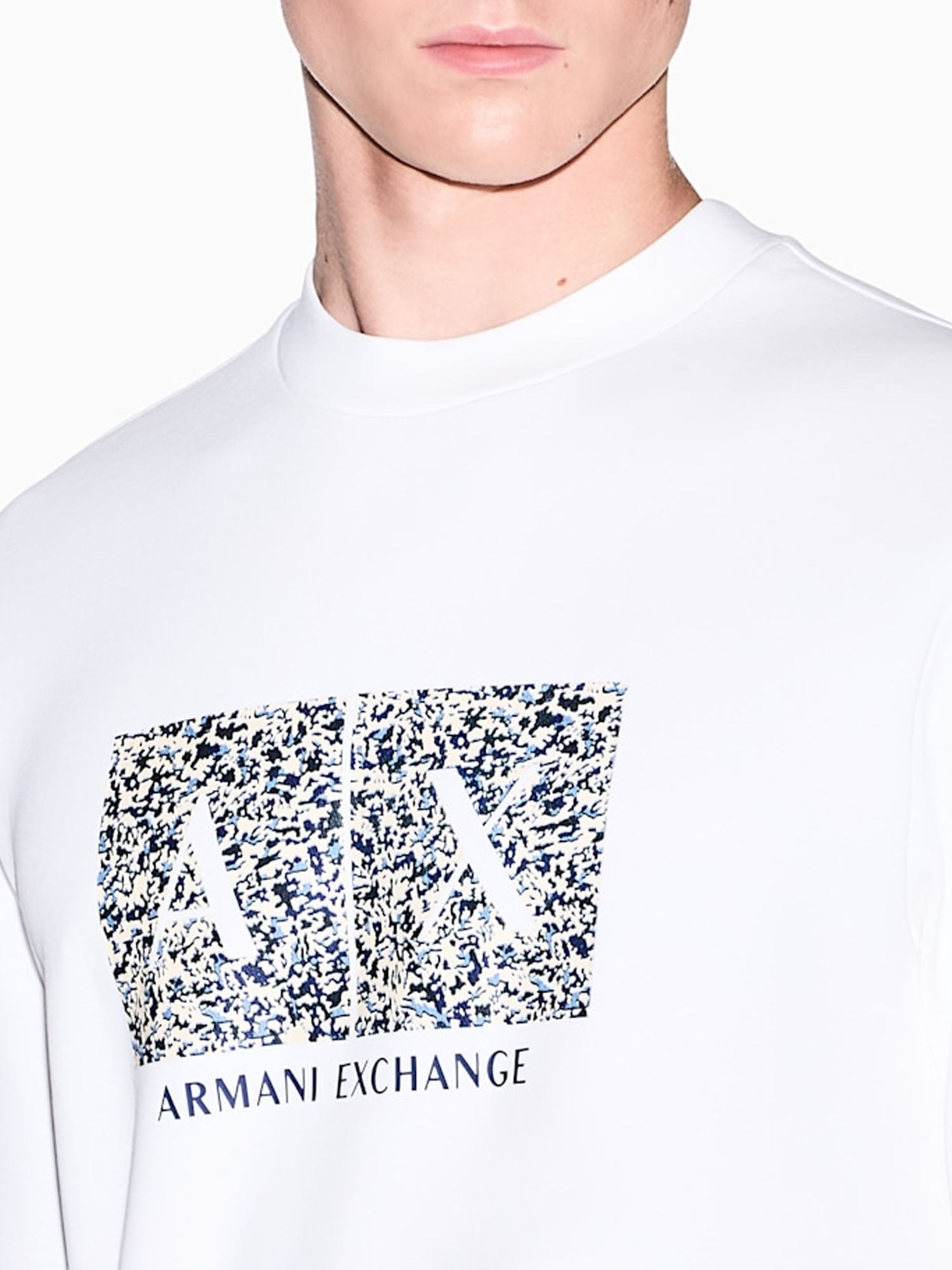 Armani Exchange felpa regular fit in jersey di cotone stretch Bianco