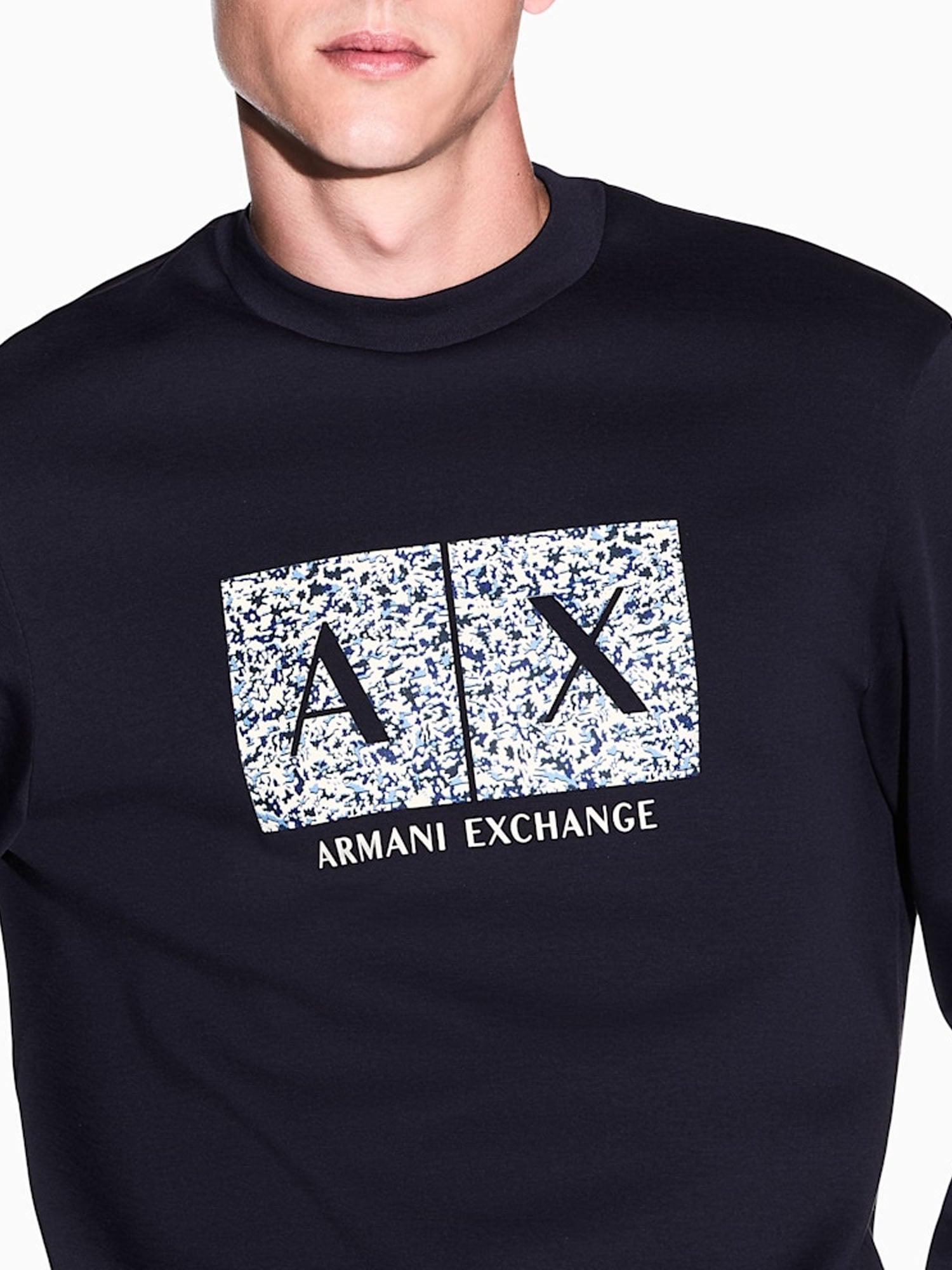 Armani Exchange felpa regular fit in jersey di cotone stretch Blu