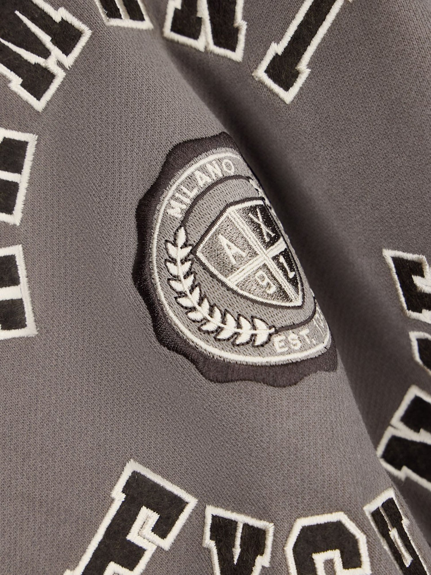 Armani Exchange Felpa girocollo in cotone con logo e bordi a costine Marrone