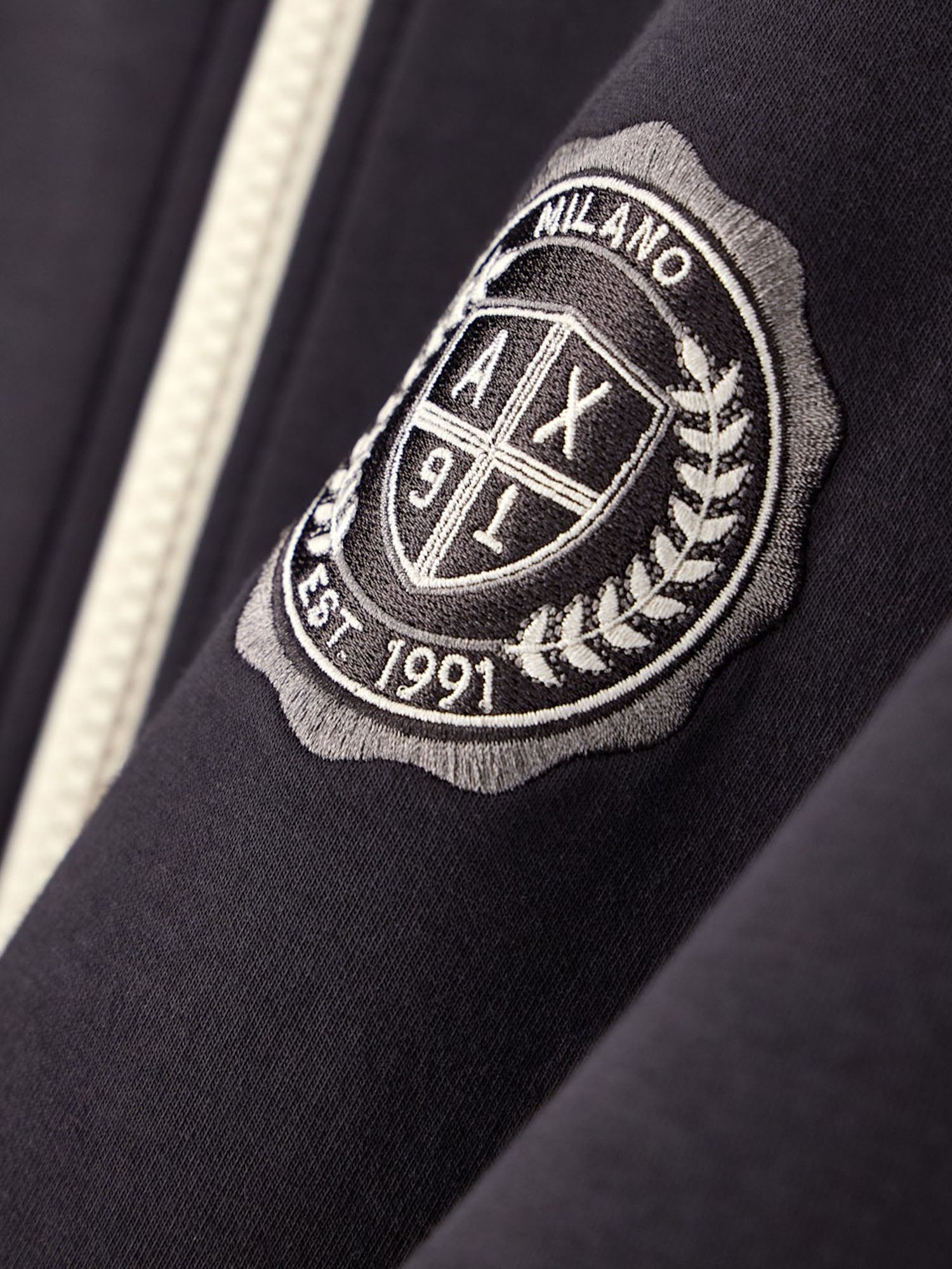 Armani Exchange Felpa Crossover in cotone stretch con zip e collo alto Grigio