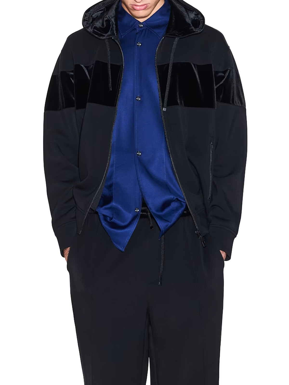 Armani Exchange Felpa in modal stretch con cappuccio e banda in velluto Nero