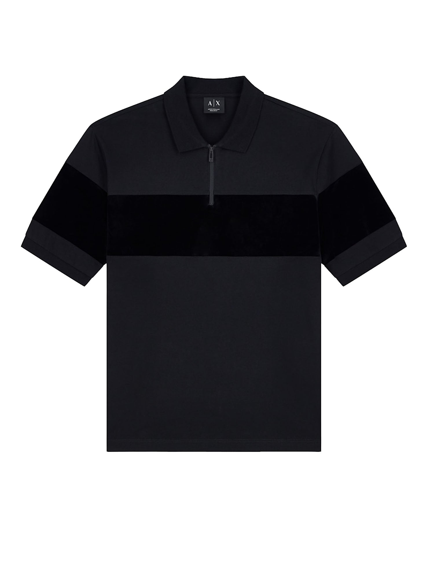 Armani Exchange Polo in jersey di cotone mercerizzato con mezza zip Nero