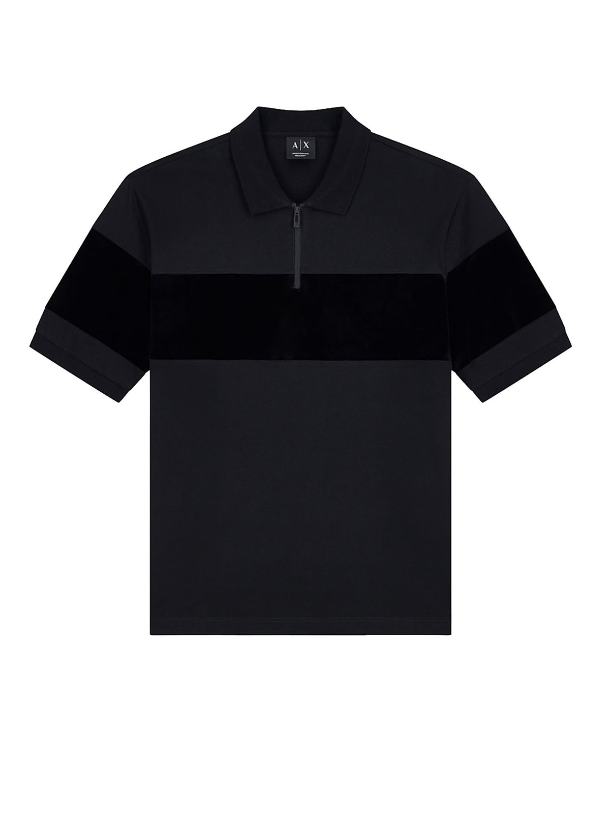 Armani Exchange Polo in jersey di cotone mercerizzato con mezza zip Nero