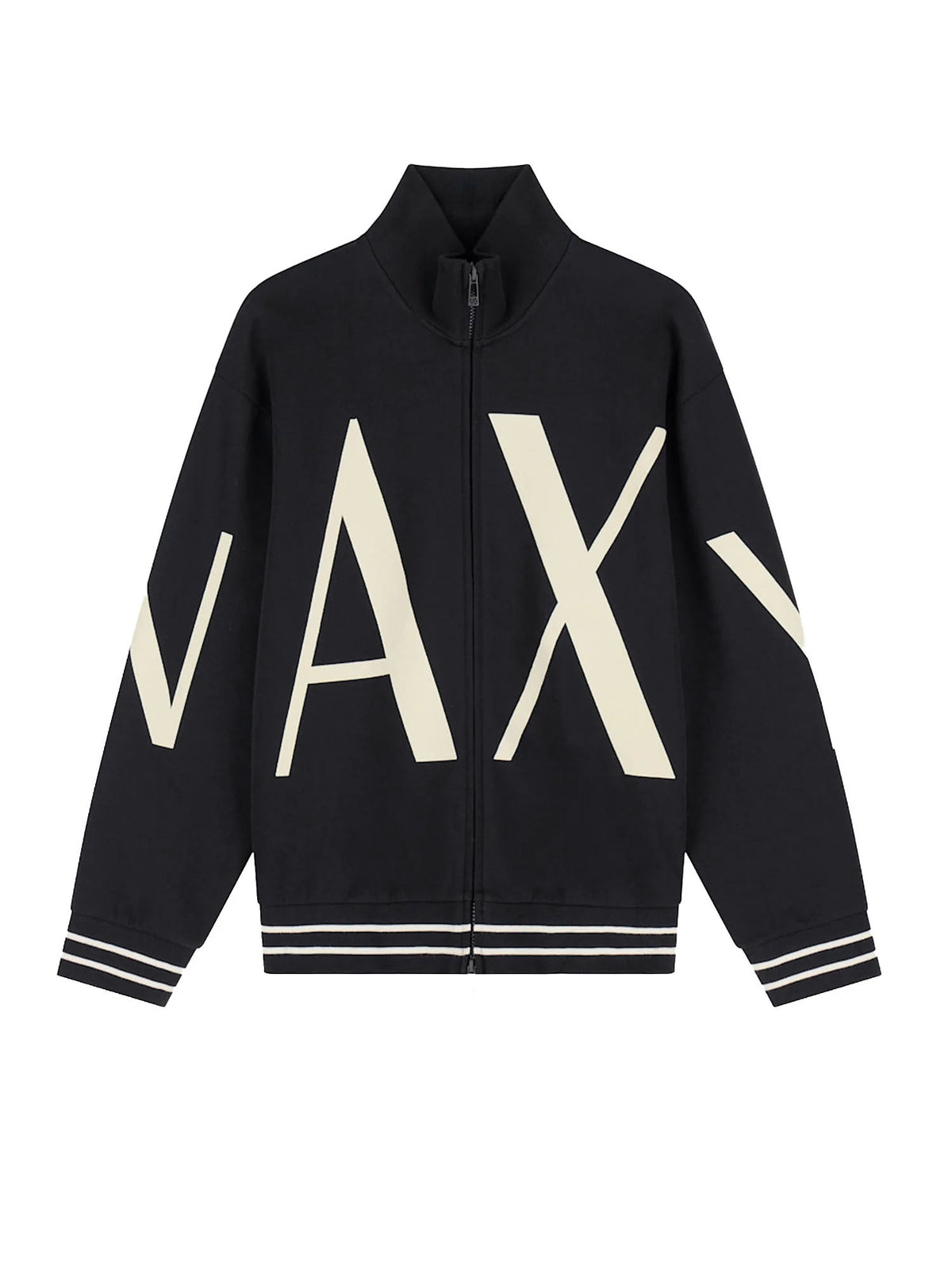 Armani Exchange Felpa regular fit in jersey di cotone elasticizzato Nero