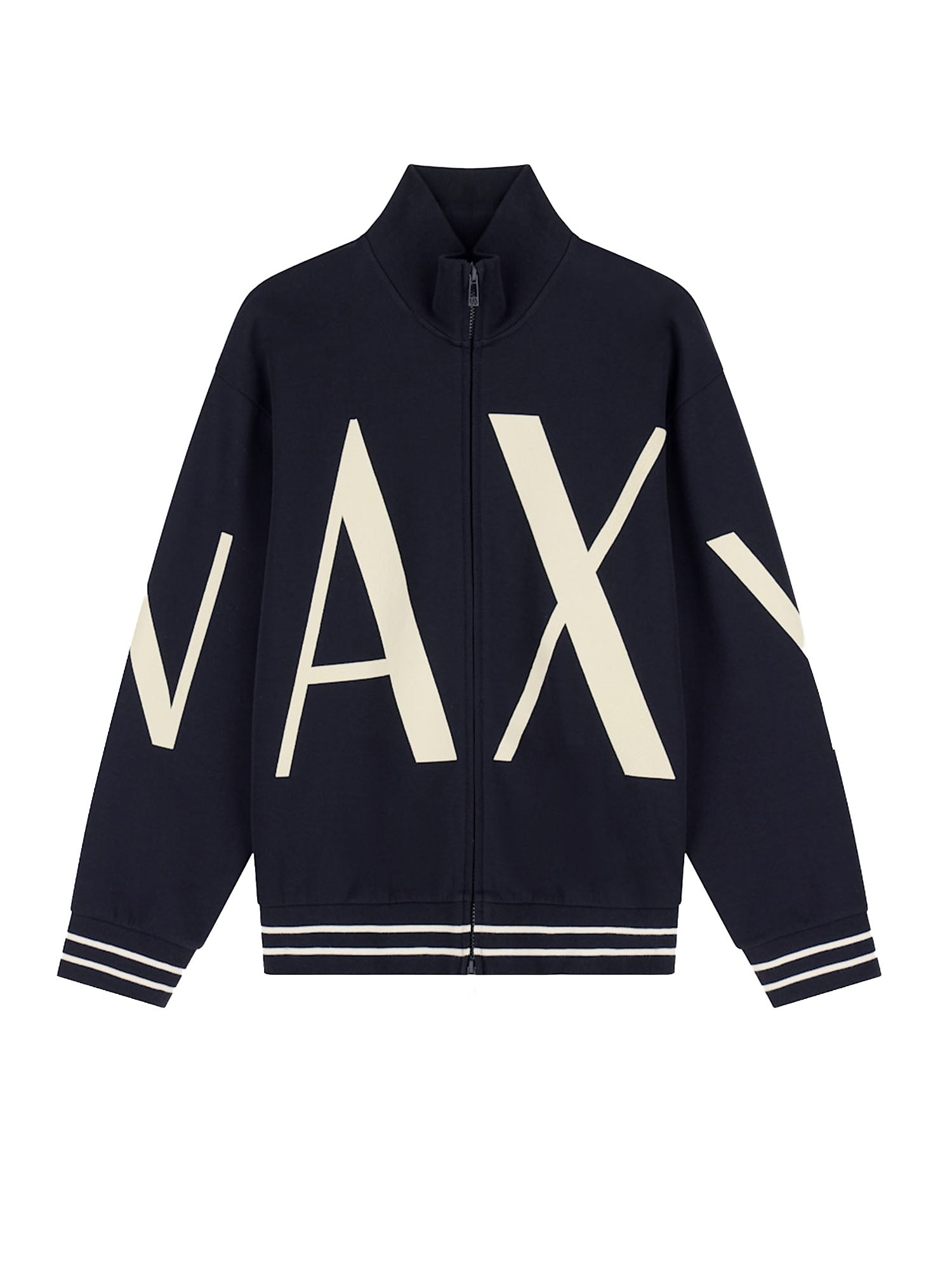 Armani Exchange Felpa regular fit in jersey di cotone elasticizzato Nero