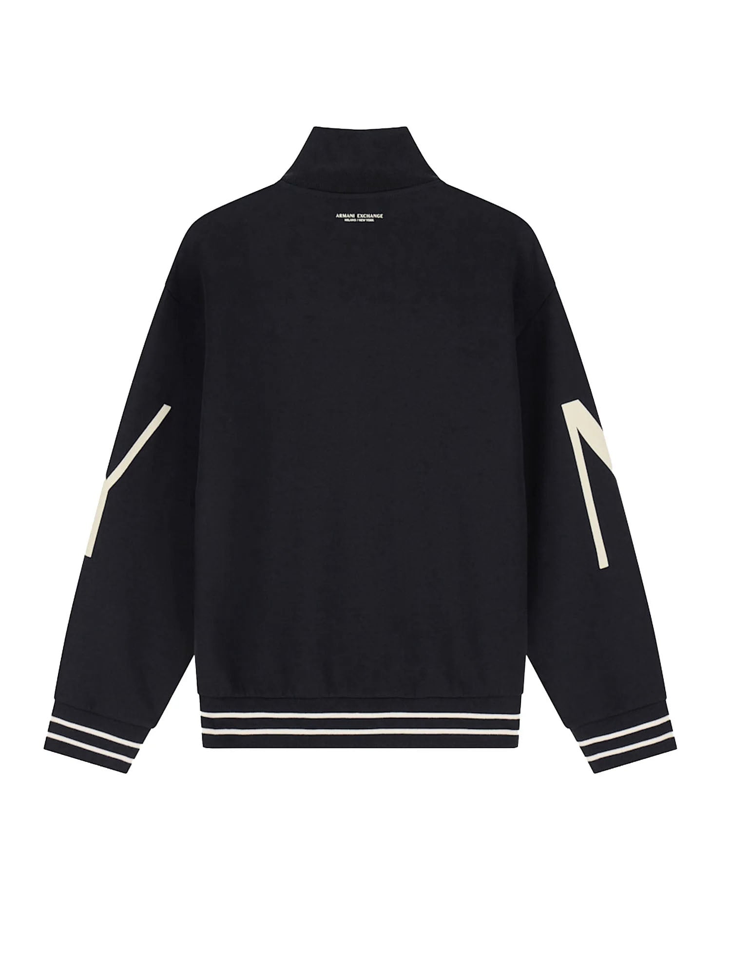 Armani Exchange Felpa regular fit in jersey di cotone elasticizzato Nero