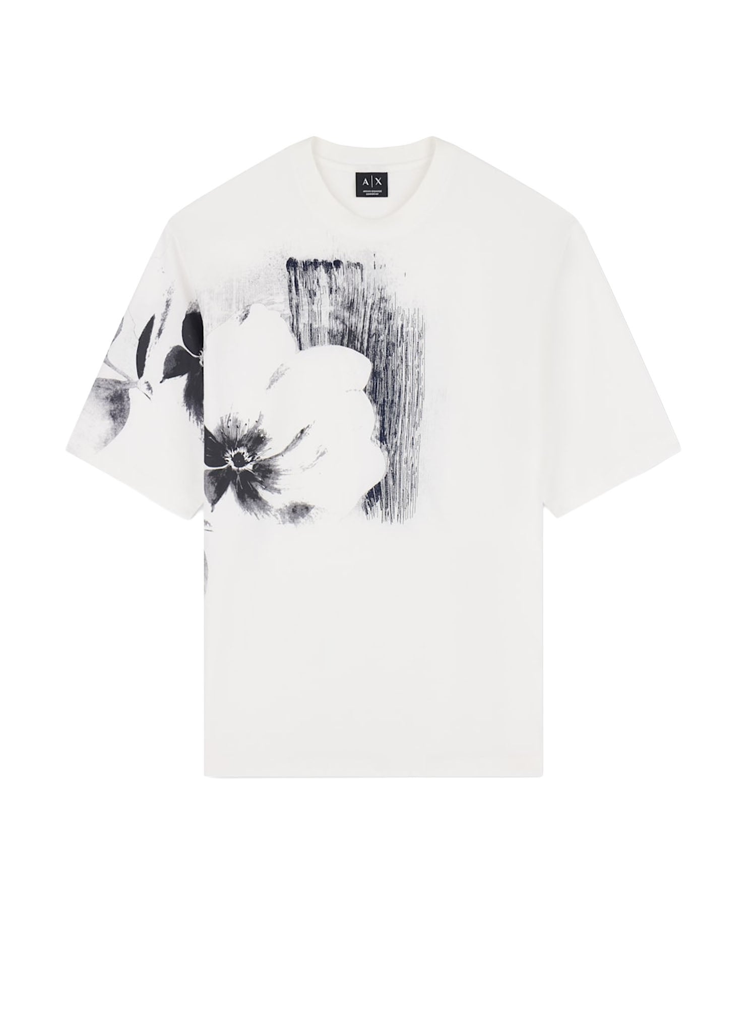 Armani Exchange T-shirt in jersey di cotone con vestibilità over Bianco