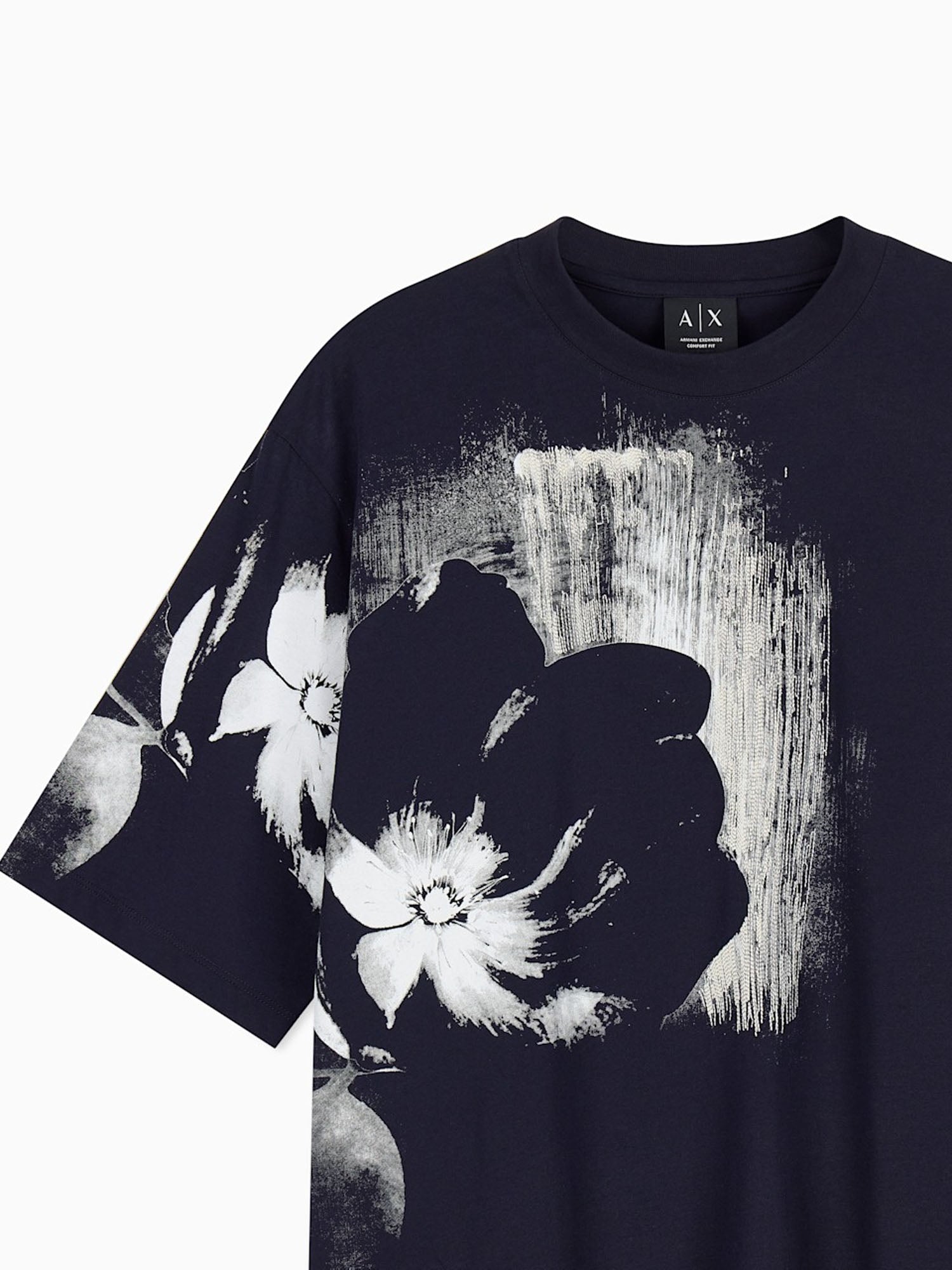 Armani Exchange T-shirt in jersey di cotone con vestibilità over Blu