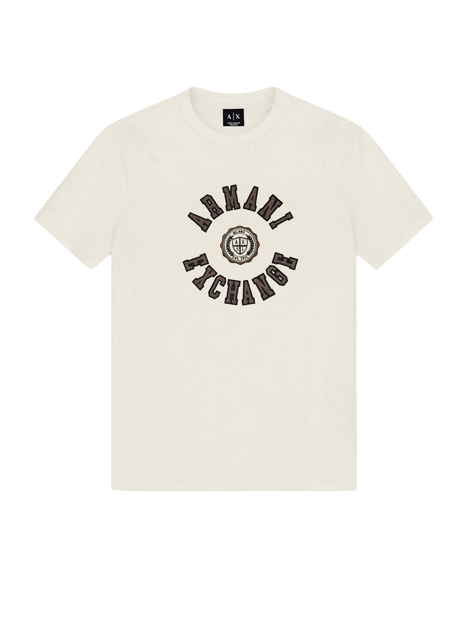 Armani Exchange T-shirt Crossover in jersey di cotone a vestibilità regular Bianco