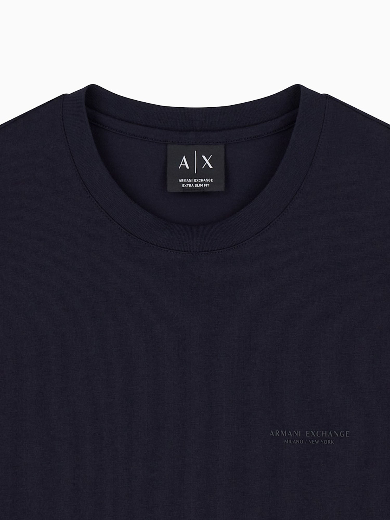 Armani Exchange T-shirt a taglio slim in jersey di cotone stretch Blu