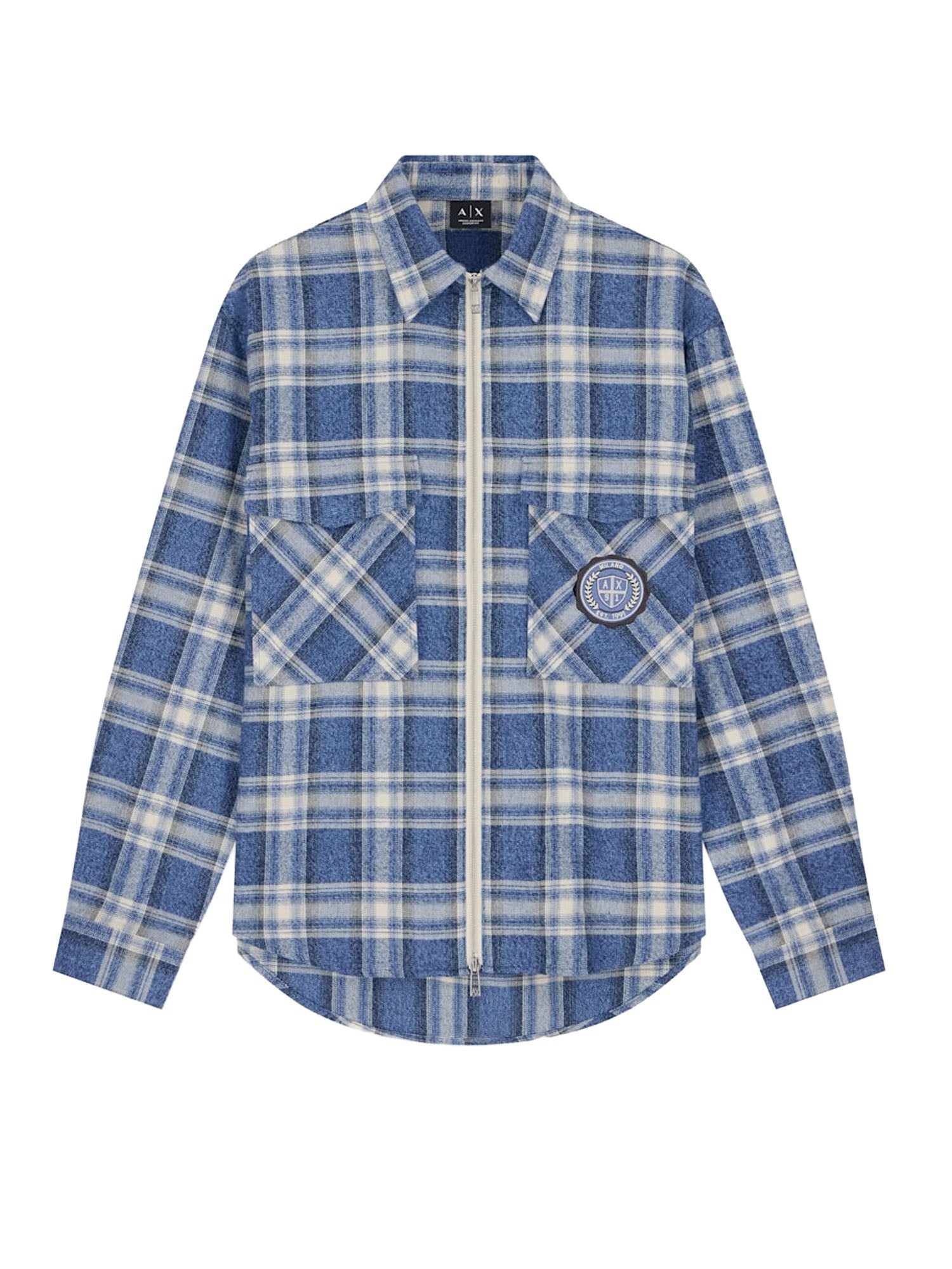 Chemise croisée en flanelle à carreaux avec fermeture éclair