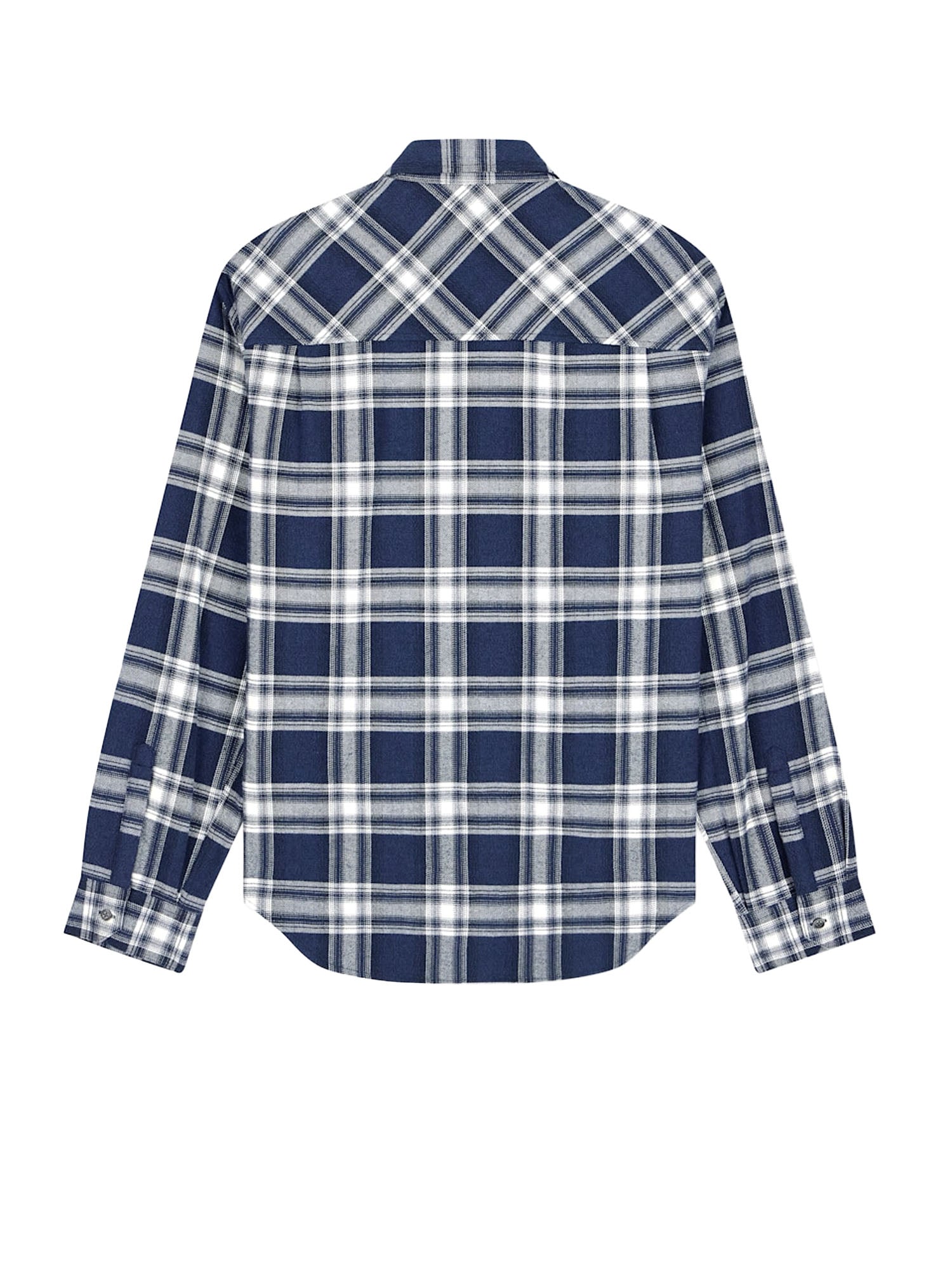 Armani Exchange Camicia Crossover in flanella a quadri con zip Blu