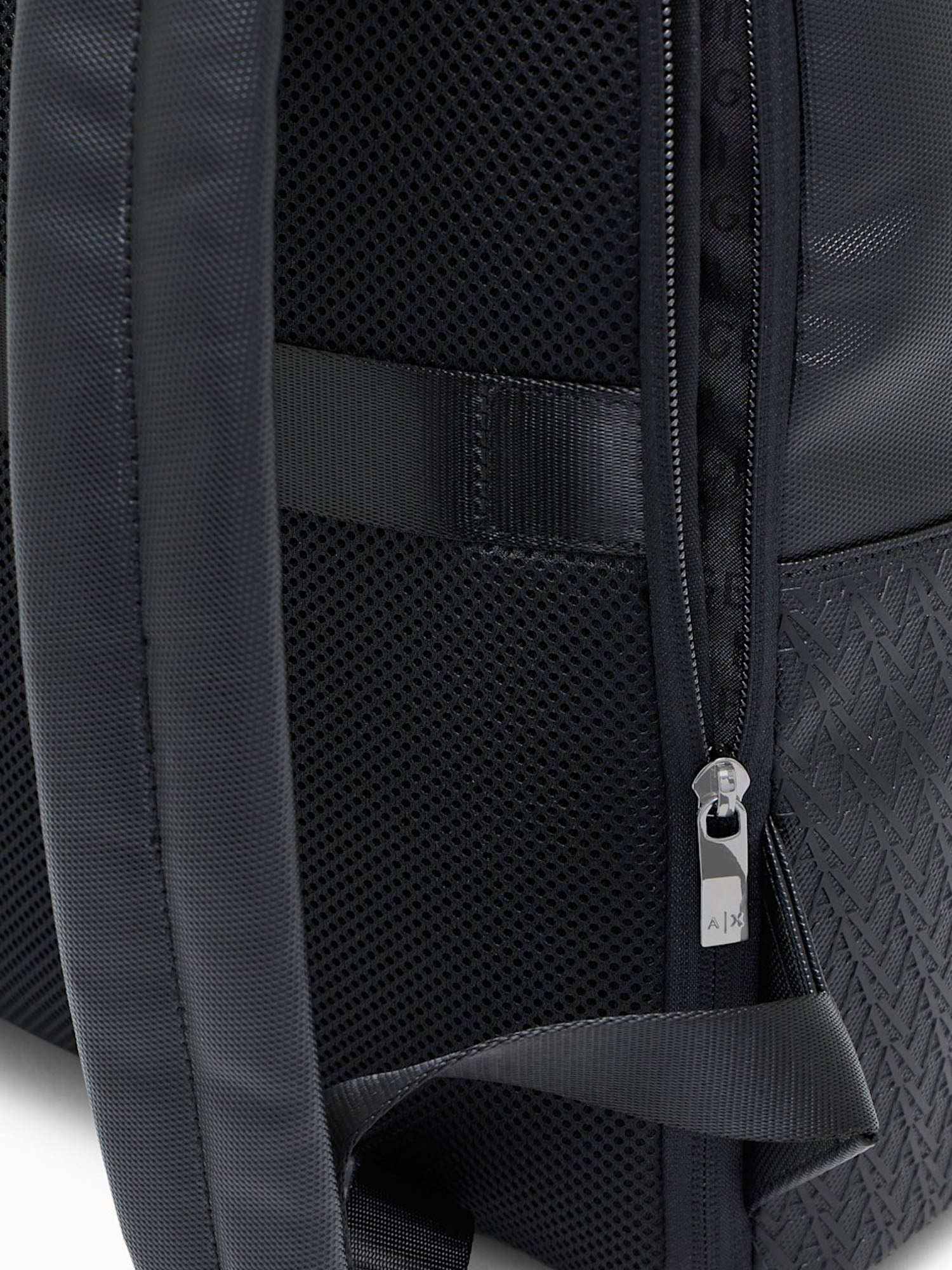 Armani Exchange Zaino con banda a contrasto con logo e tasca frontale Nero