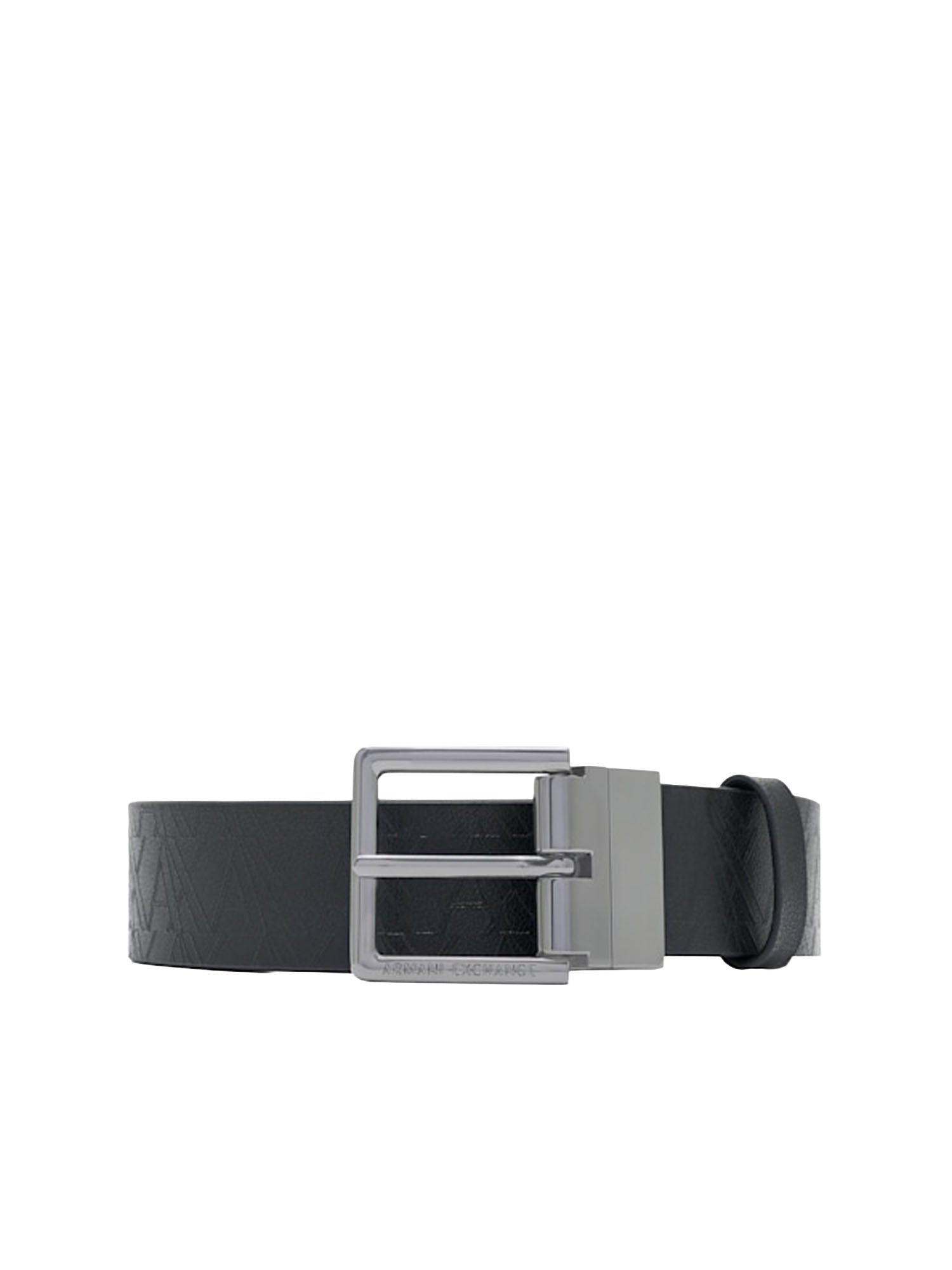 Armani Exchange Cintura regolabile in pelle con fibbia logata Nero