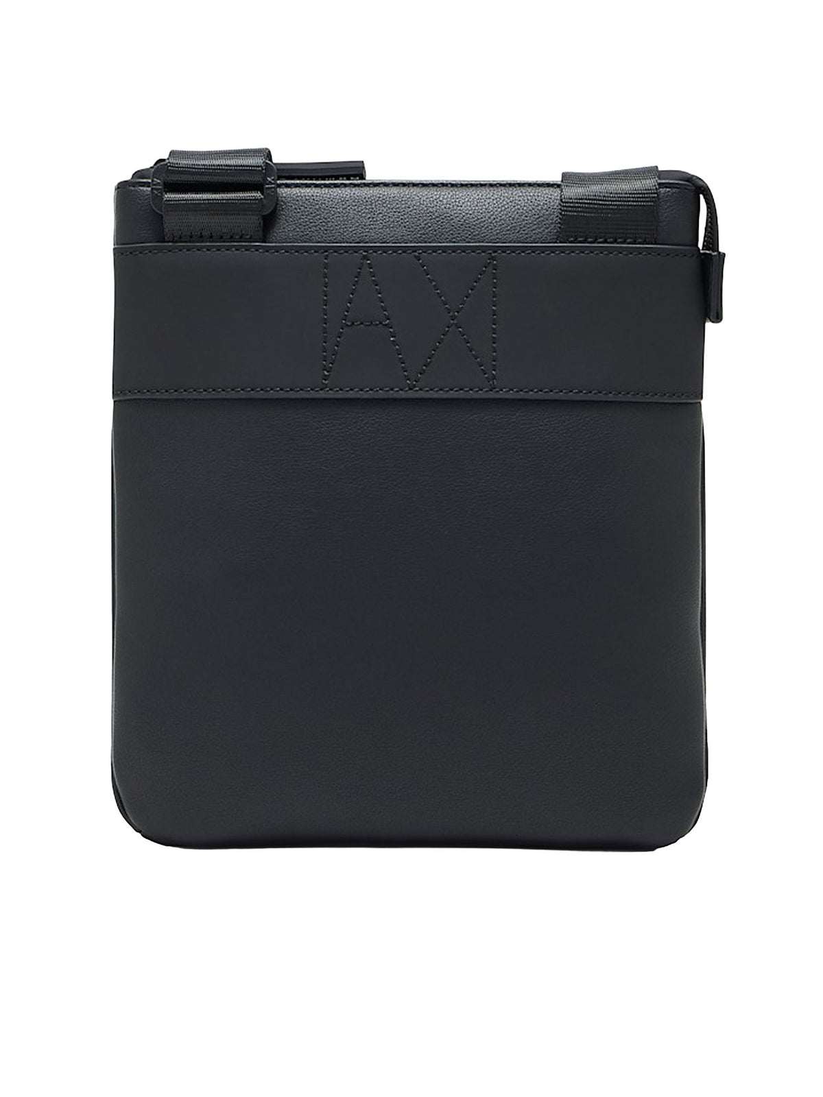 Armani Exchange Borsa a tracolla piatta in similpelle con logo in rilievo Nero