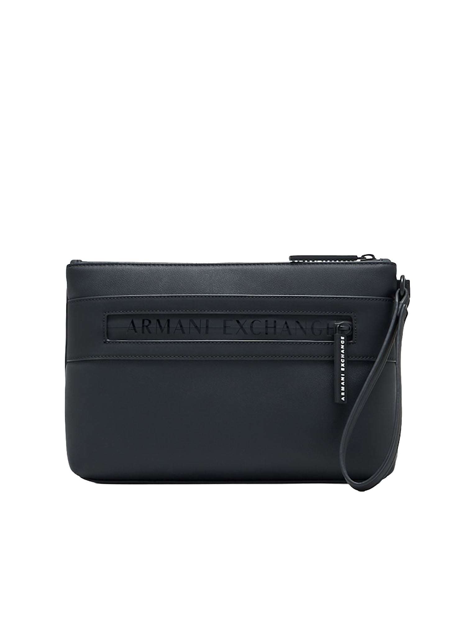 Armani Exchange Angel Pouch pochette in tessuto spalmato minimalista Nero