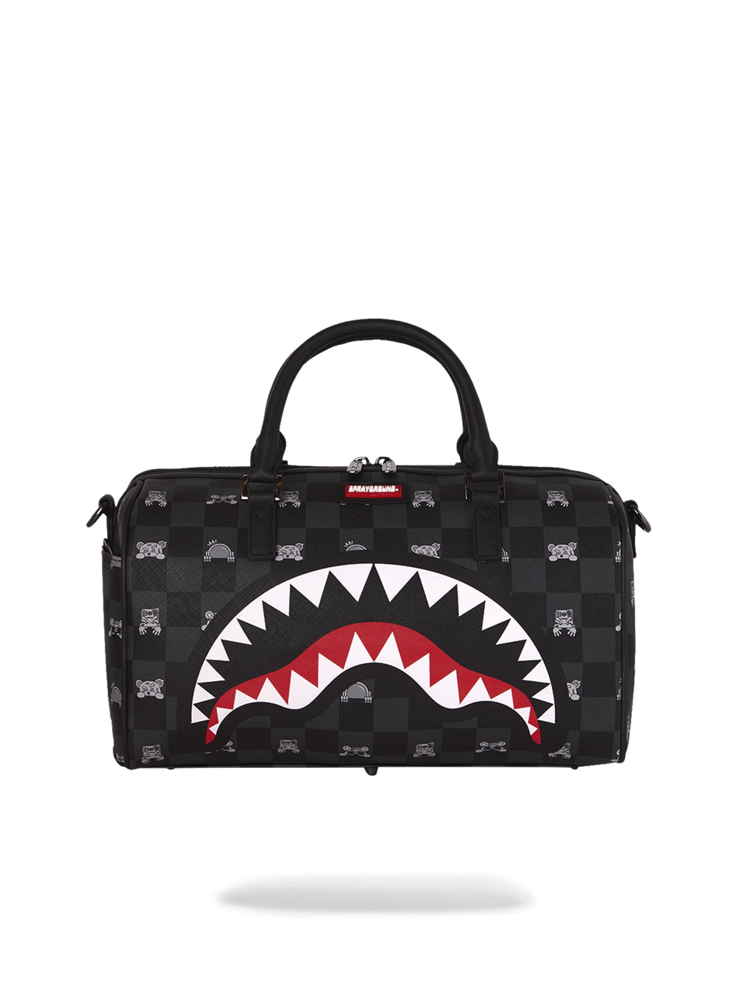 Sprayground Gray Peeking Character Check Mini Duffle Nero