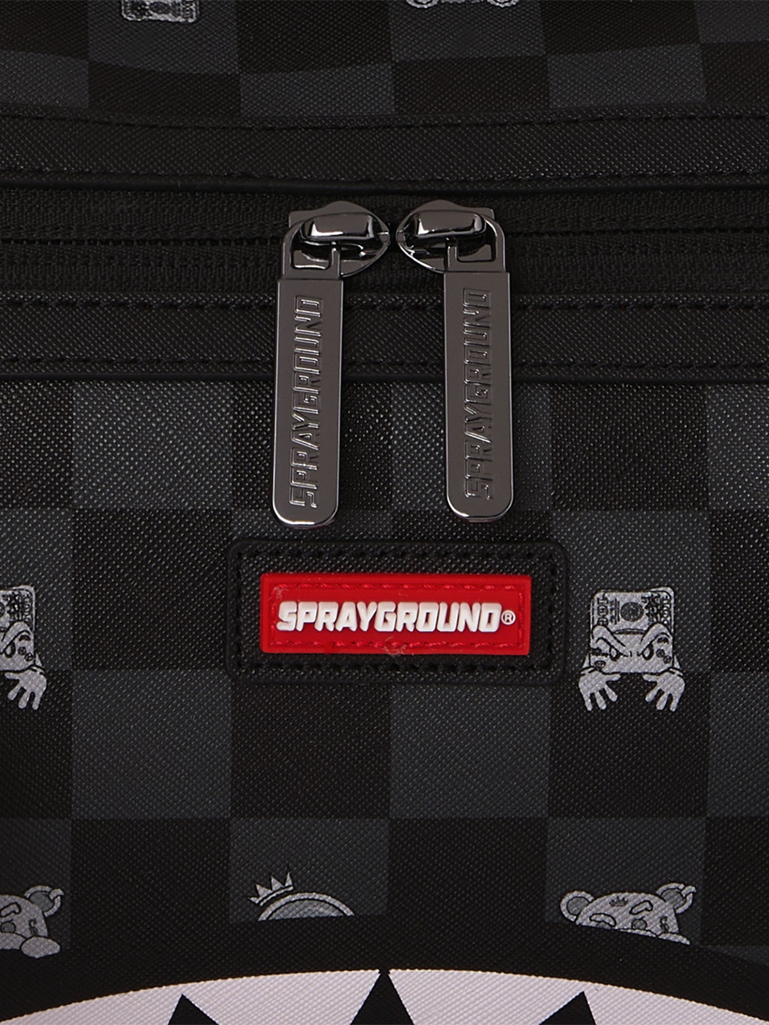 Sprayground Gray Peeking Character Check Mini Duffle Nero
