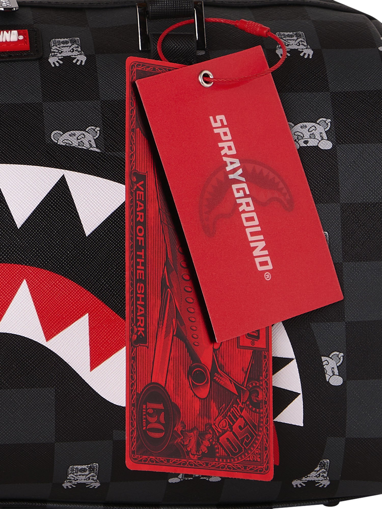 Sprayground Gray Peeking Character Check Mini Duffle Nero