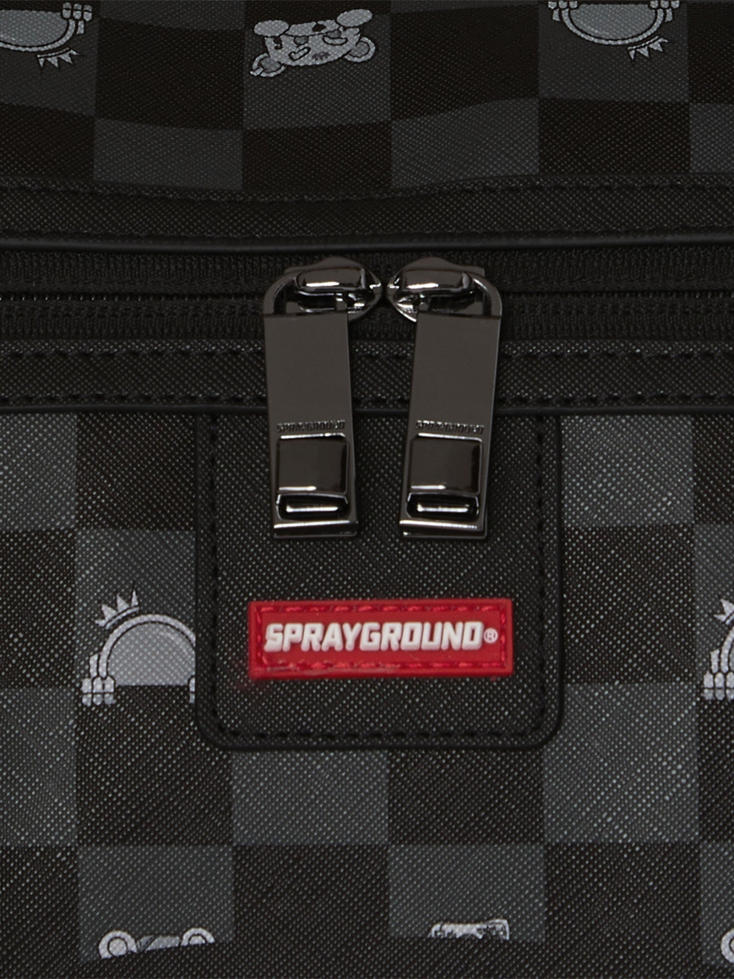 Sprayground Gray Peeking Character Check Large Duffle Nero