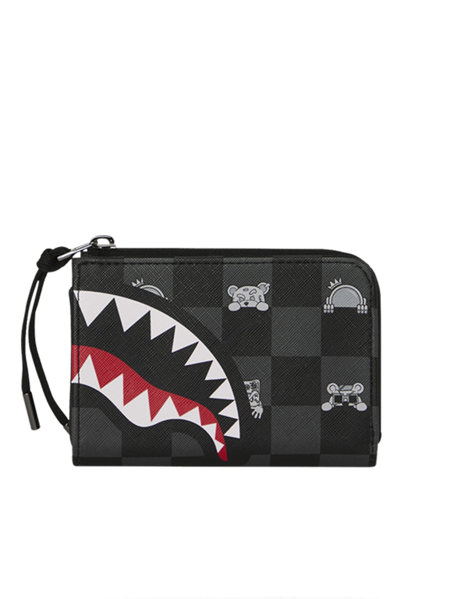 Sprayground Gray Peeking Character Check Wallet Nero