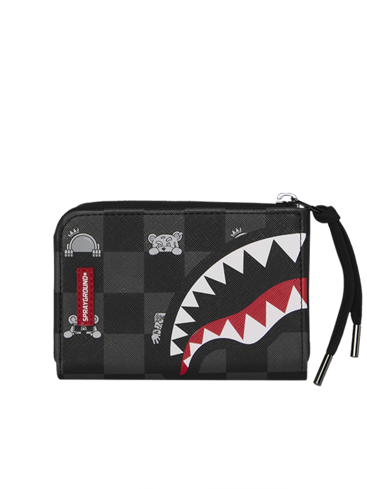 Sprayground Gray Peeking Character Check Wallet Nero