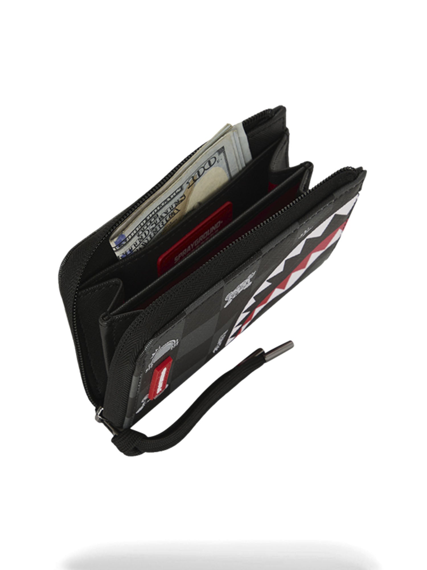 Sprayground Gray Peeking Character Check Wallet Nero