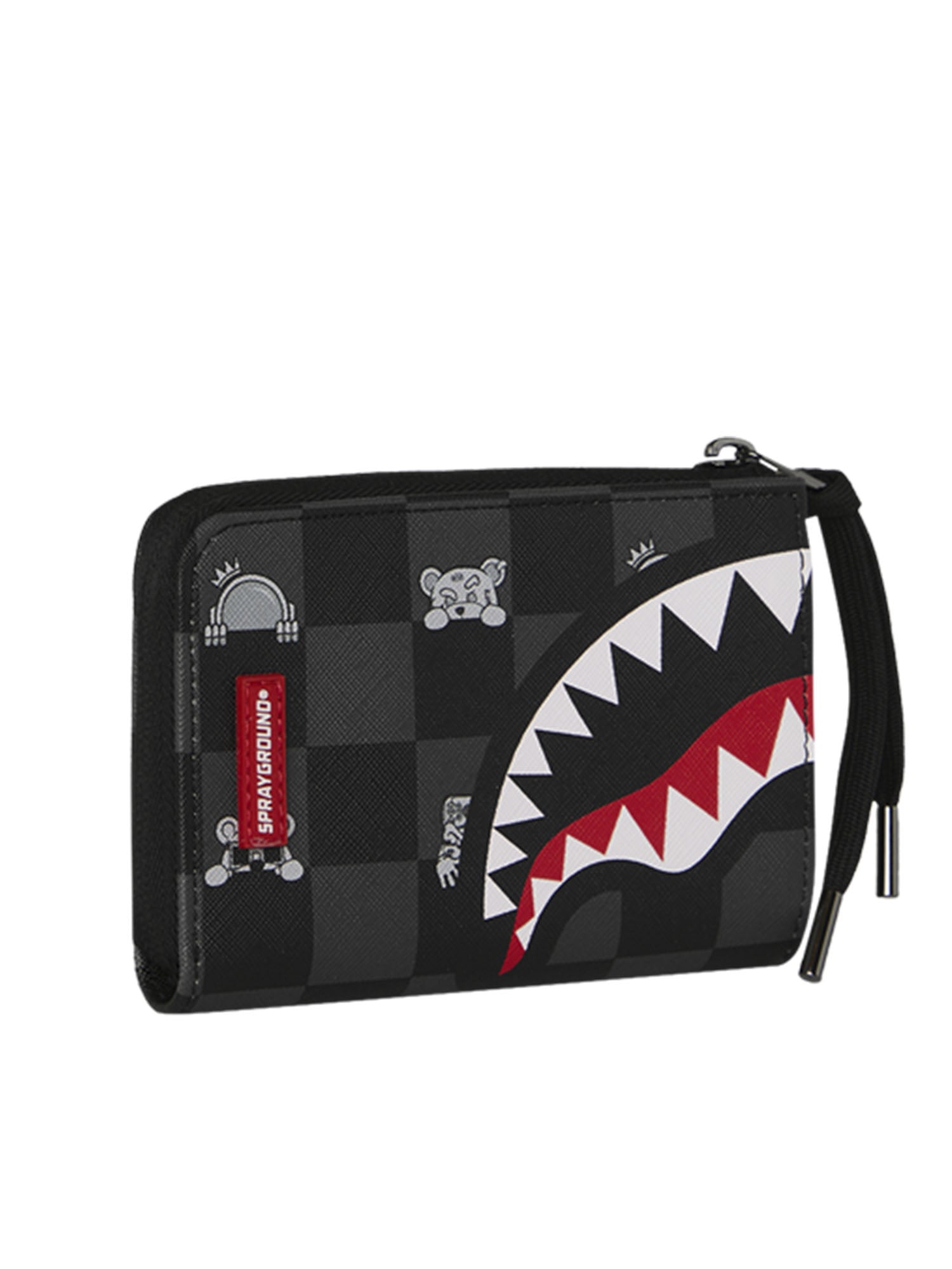 Sprayground Gray Peeking Character Check Wallet Nero