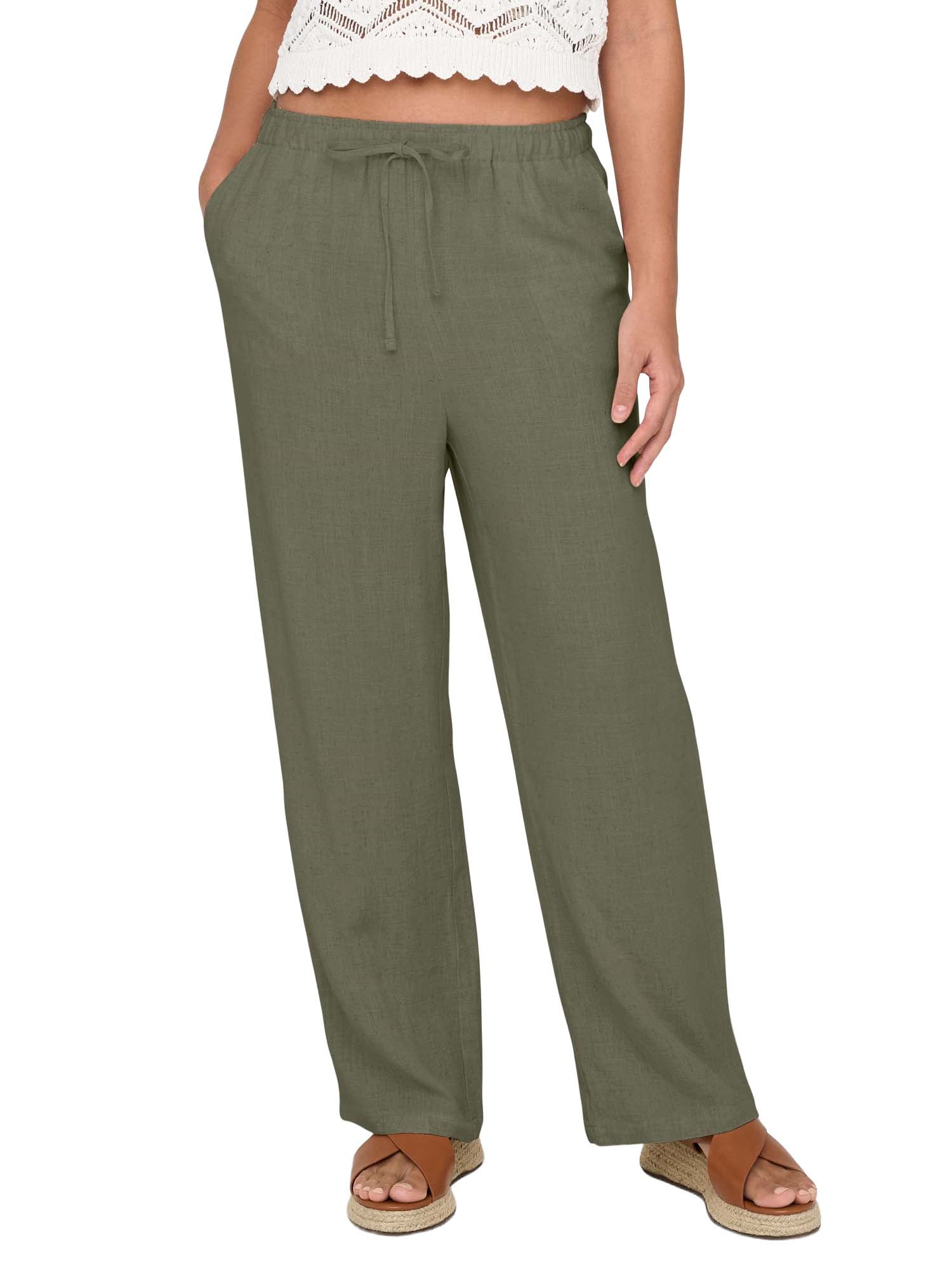 Only Pantaloni ONLSIESTA Straight Fit Lino Verde