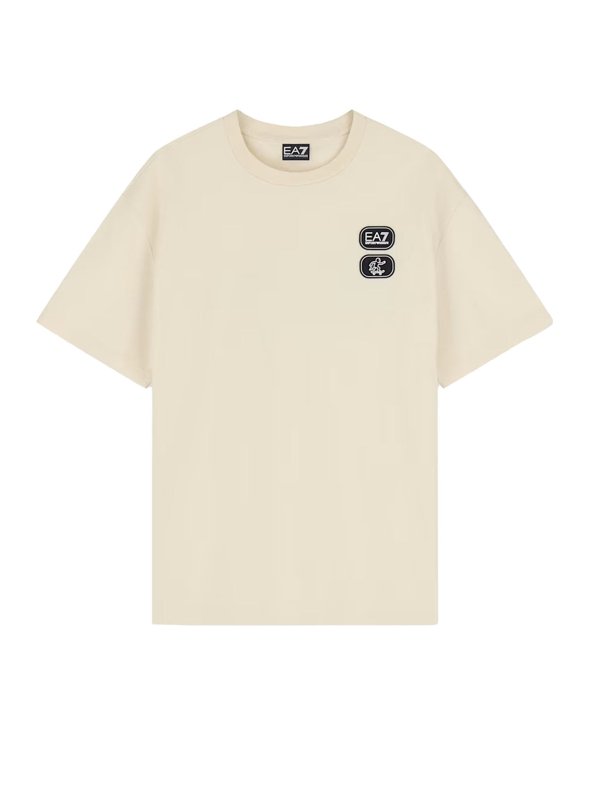 Ea7 T-shirt Urban Skate over in jersey di cotone Beige