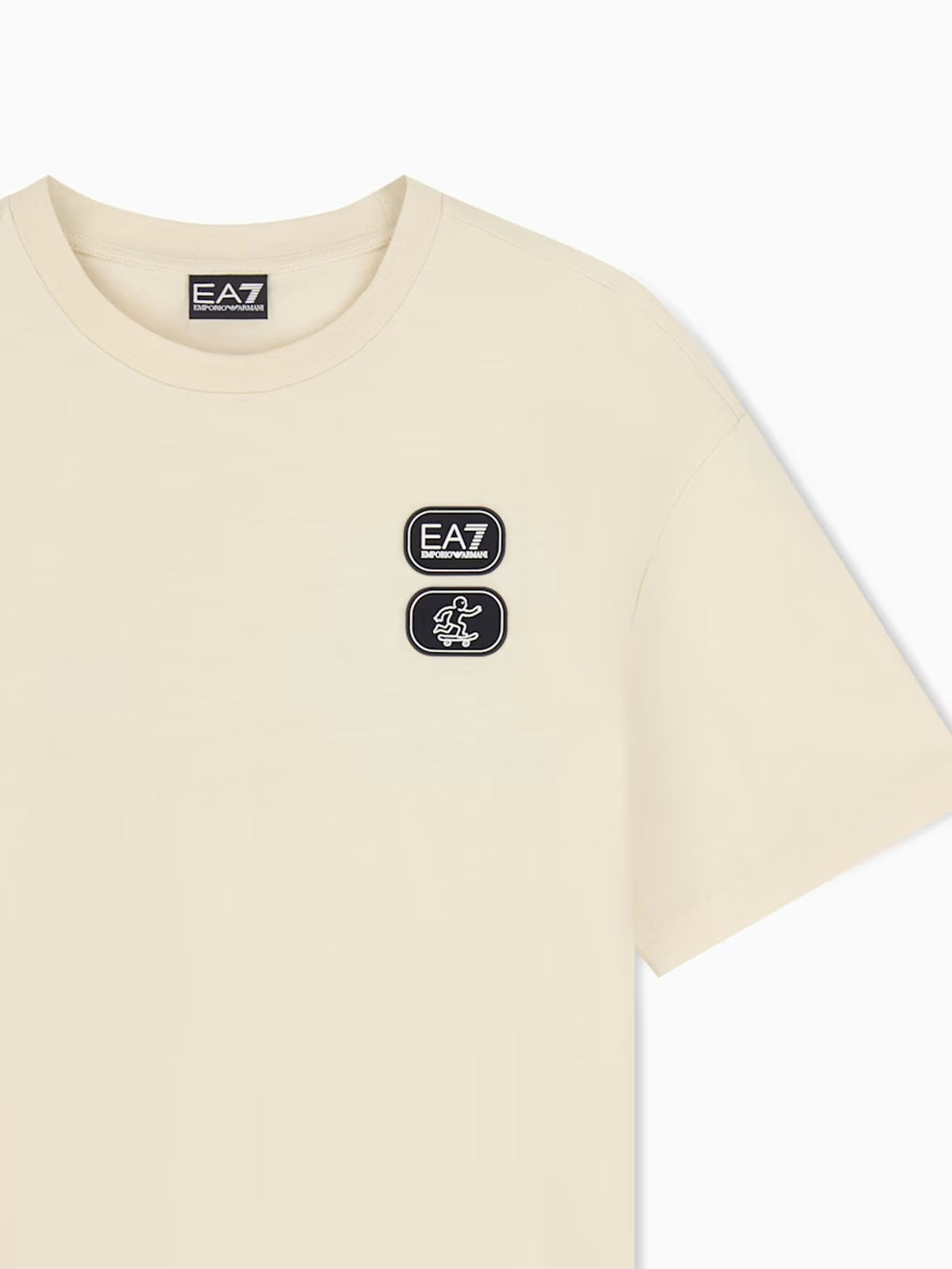 Ea7 T-shirt Urban Skate over in jersey di cotone Beige