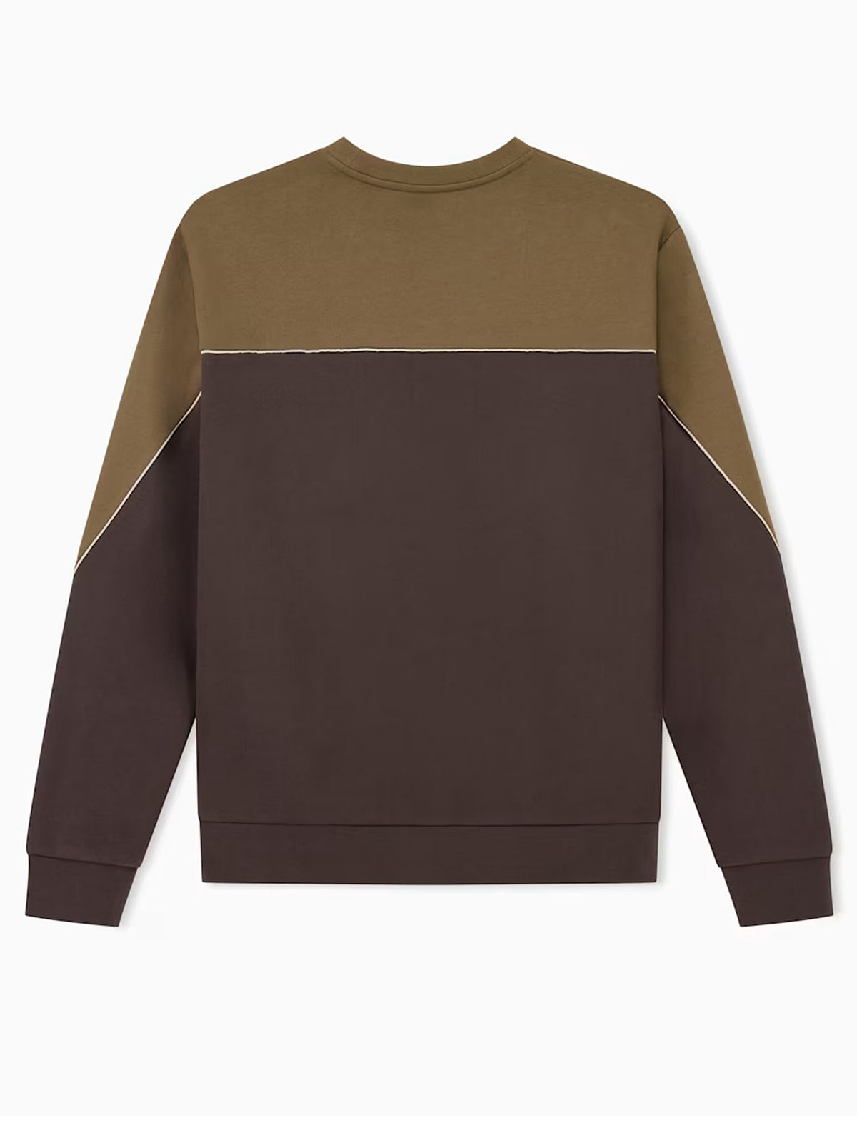 Ea7 Felpa girocollo in misto cotone con design a blocchi e logo Marrone