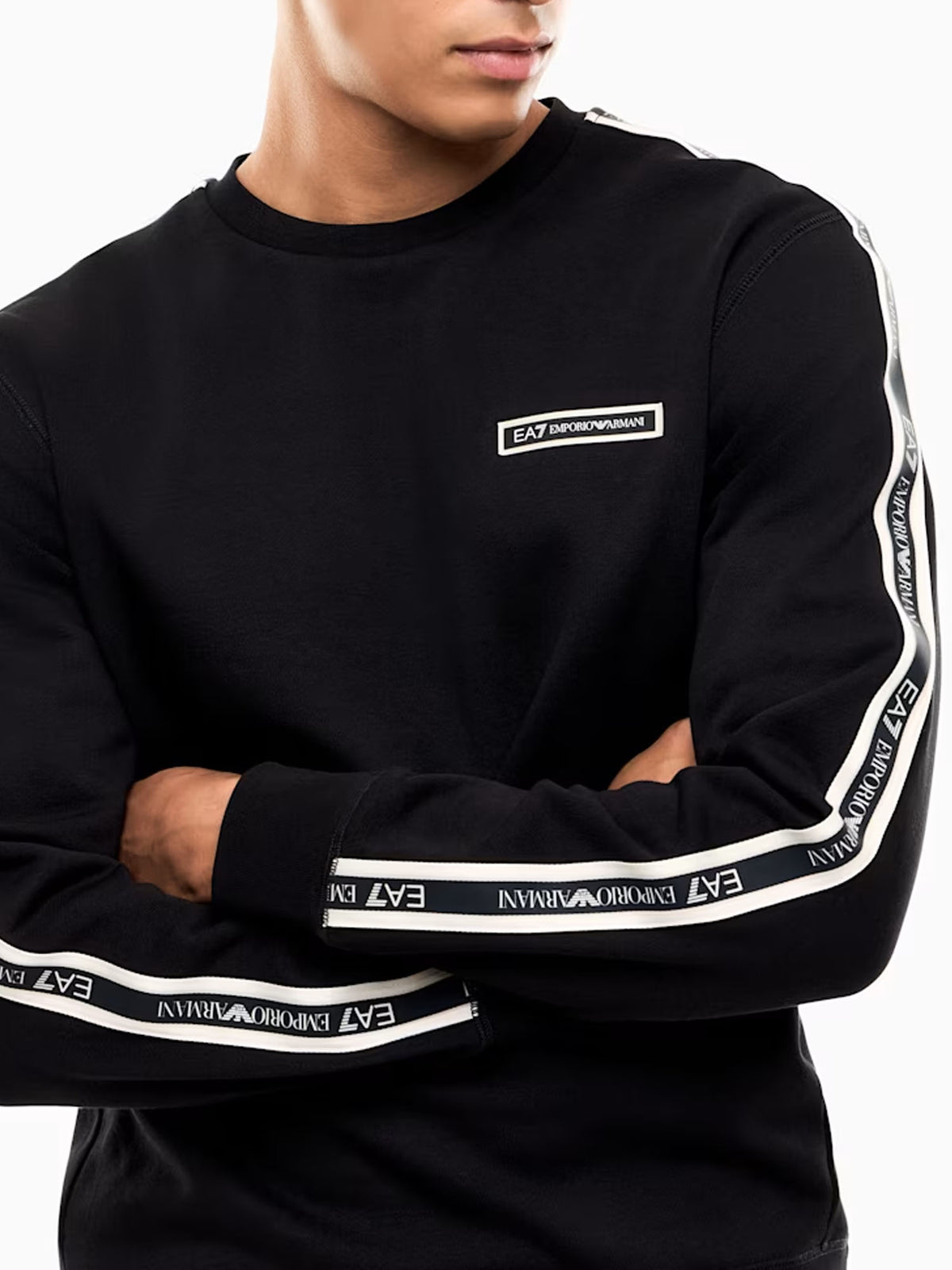 Ea7 Felpa Logo Series regular in jersey Nero