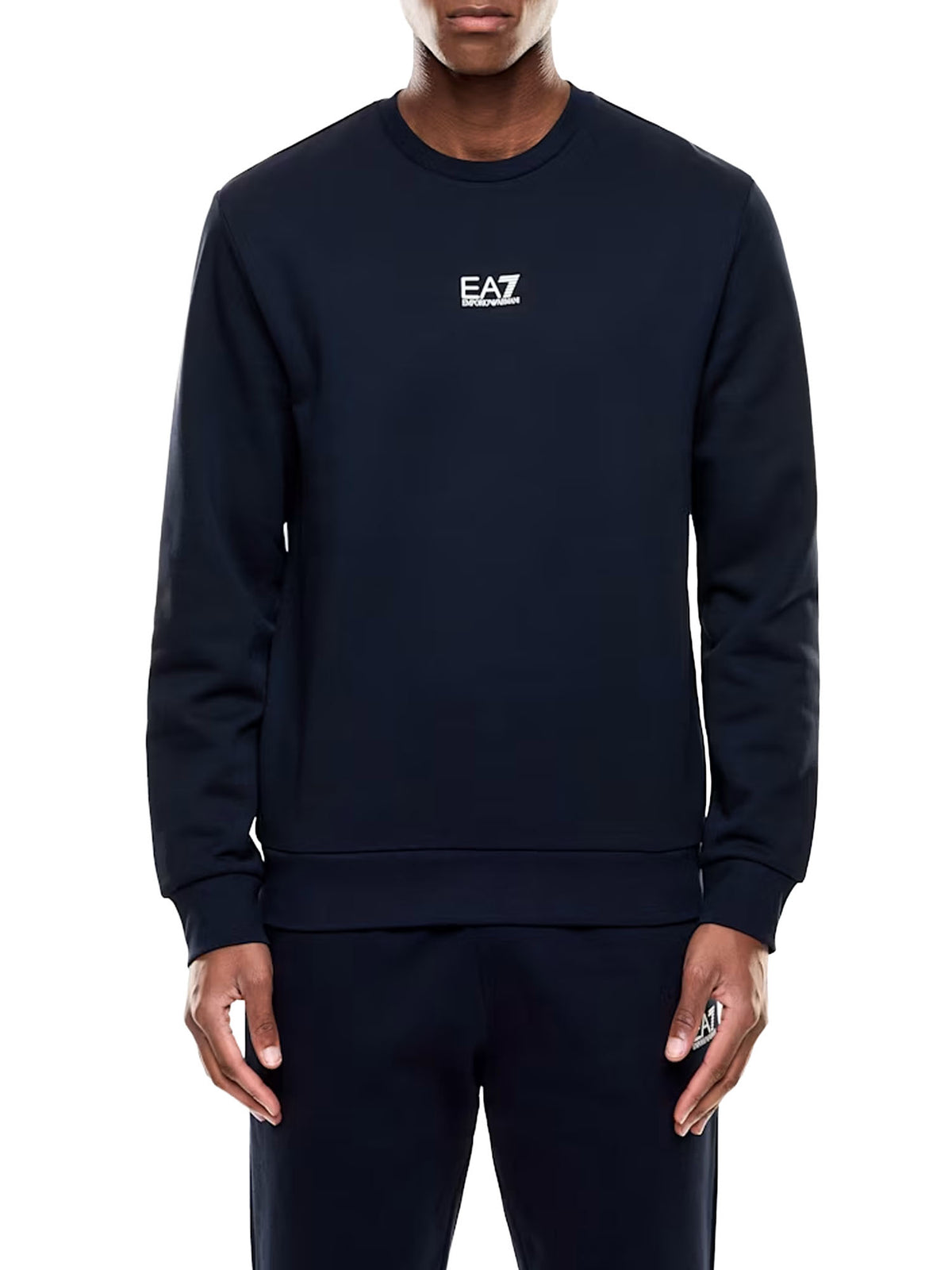 Ea7 Felpa girocollo con logo sul petto Core Identity Blu
