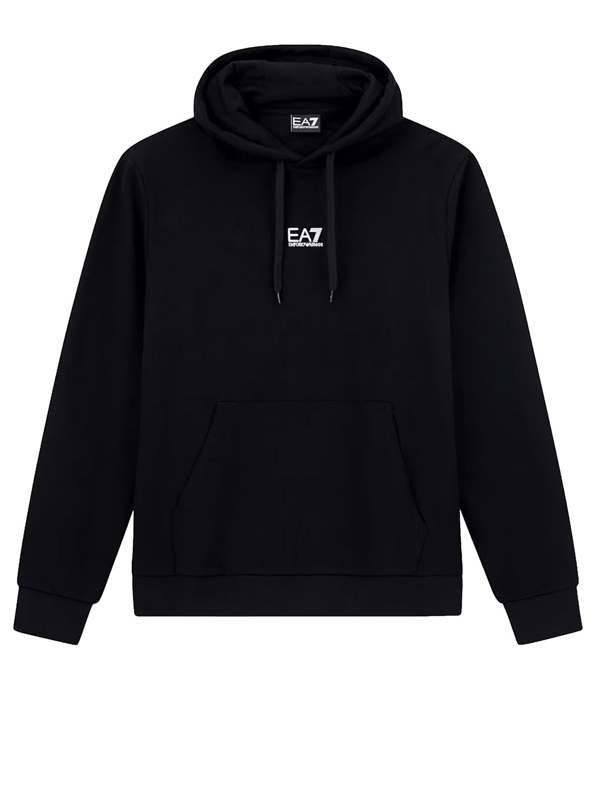 Ea7 Felpa misto cotone con cappuccio e tasca Core Identity Nero