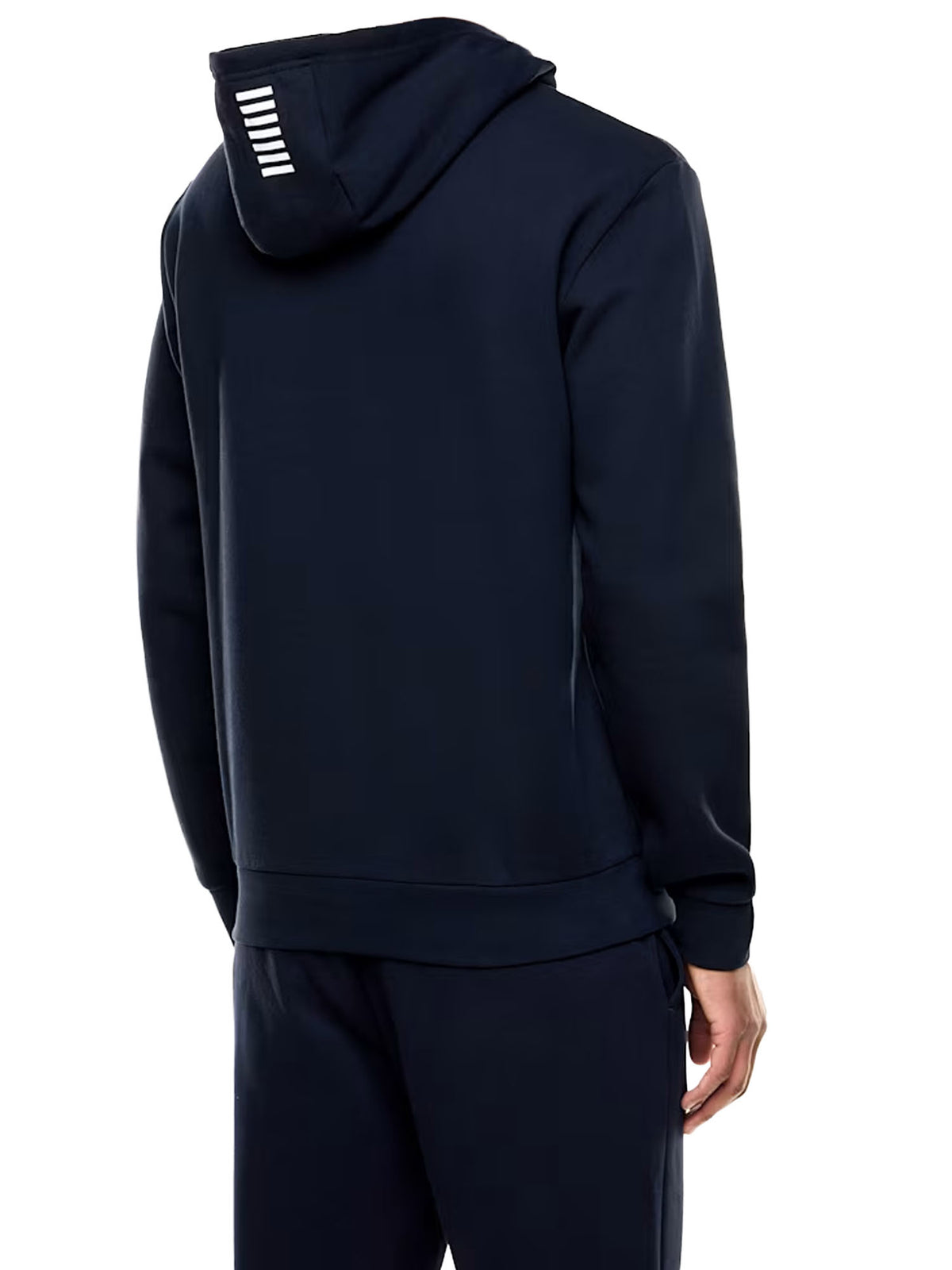 Ea7 Felpa misto cotone con cappuccio e tasca Core Identity Blu