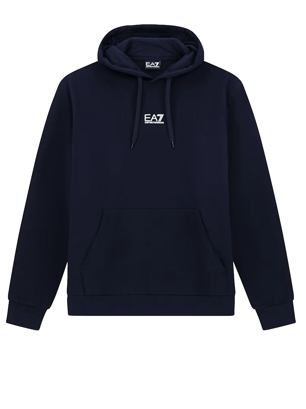Ea7 Felpa misto cotone con cappuccio e tasca Core Identity Blu