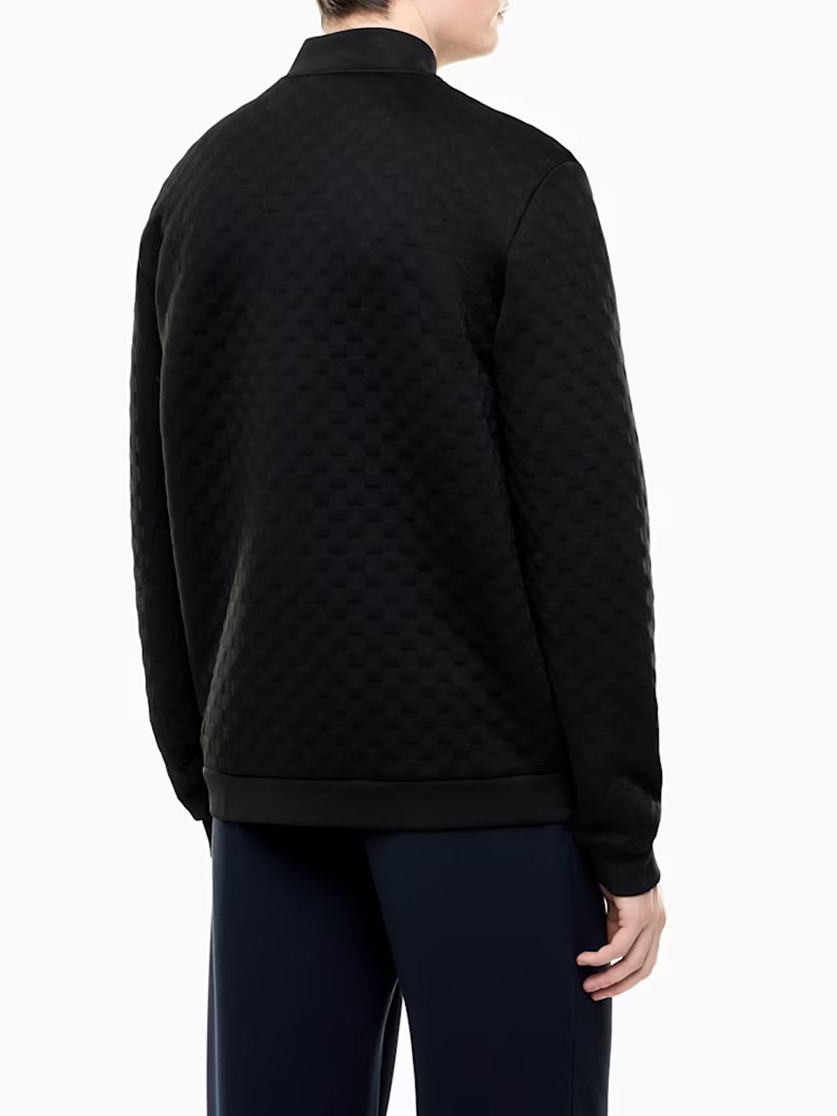 Ea7 Felpa Premium Label fullzip in jersey con dettagli in maglia Nero