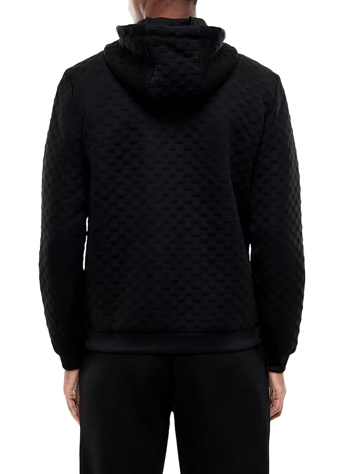 Ea7 Felpa Premium Label con cappuccio e zip intera Nero