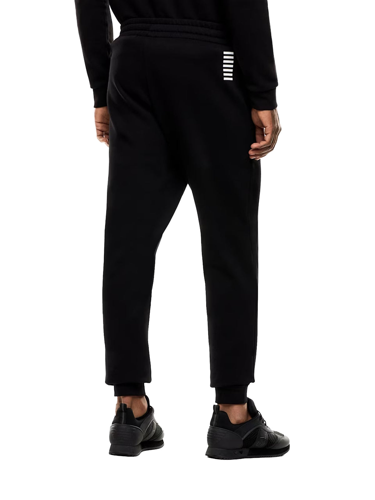 Ea7 Jogger cotone con coulisse e fondo a costine Core Identity Nero