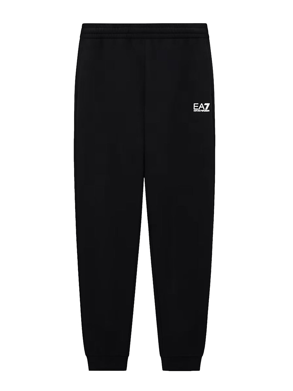 Ea7 Jogger cotone con coulisse e fondo a costine Core Identity Nero