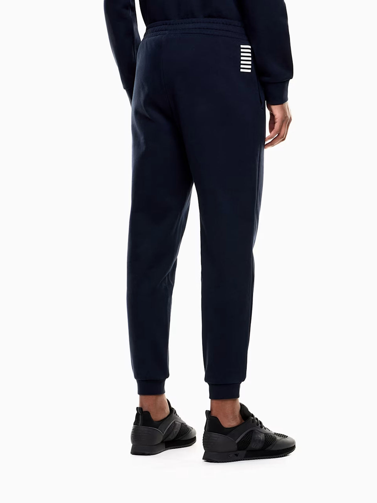 Ea7 Jogger cotone con coulisse e fondo a costine Core Identity Blu