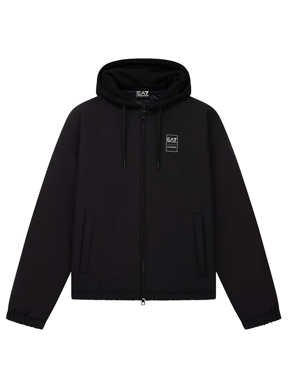 Ea7 Blouson giacca Black Edition con cappuccio e vestibilità over Nero