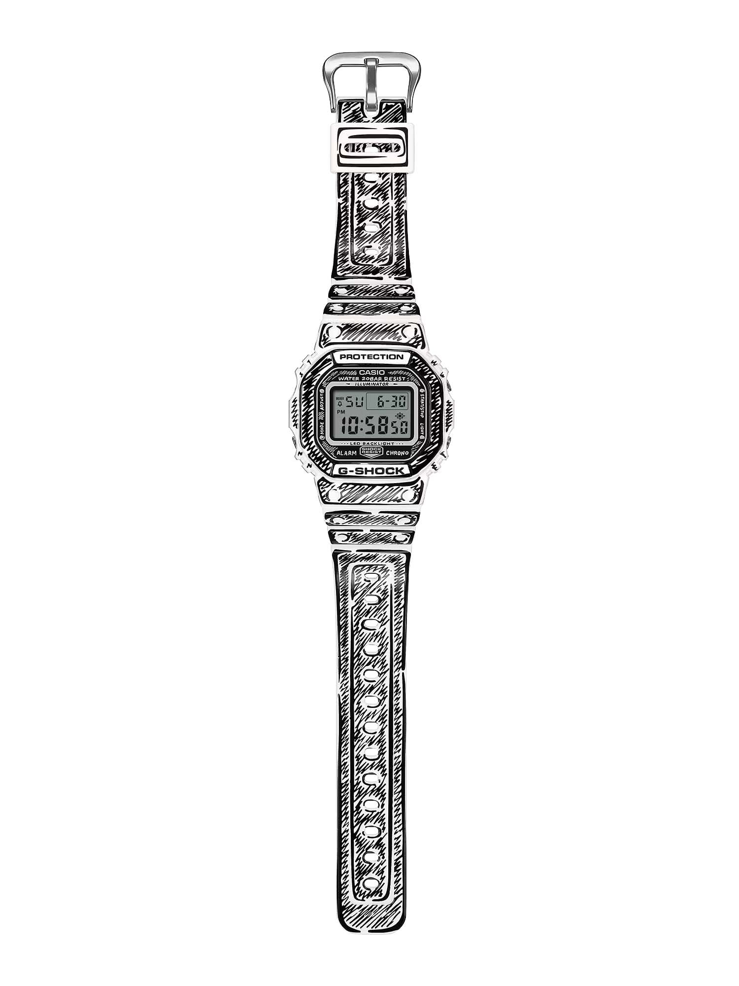 Casio Orologio DW-5600JV G-Shock x Joshua Vides Bianco