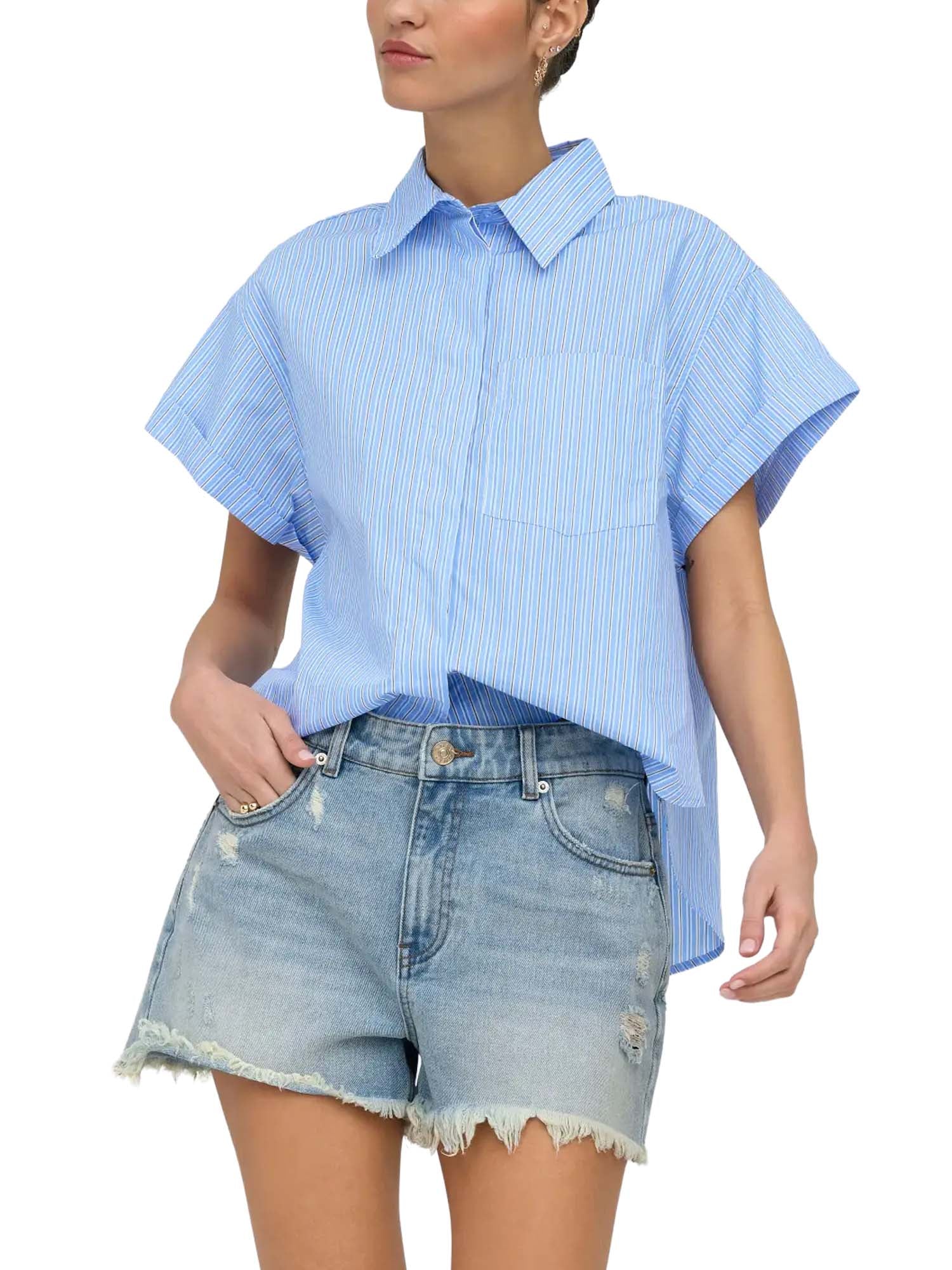 Only Camicia Onlkeri S/S Fold Shirt Wvn Bianco