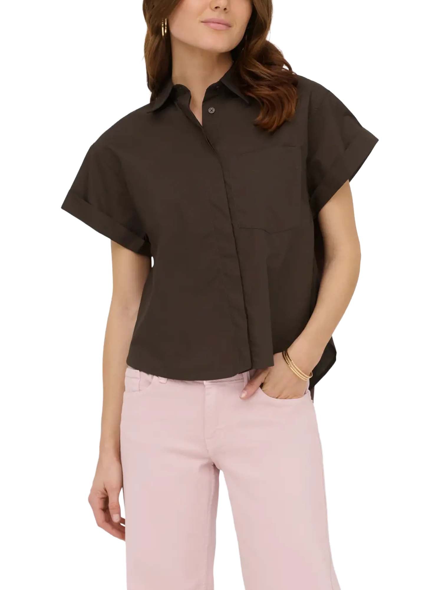 Only Camicia Onlkeri S/S Fold Shirt Wvn Marrone